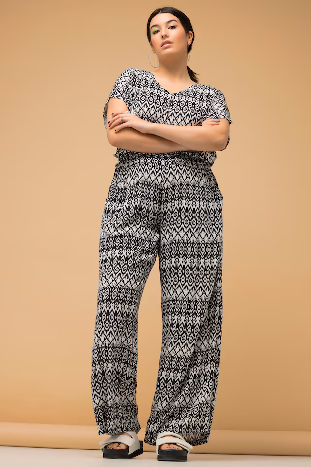 Ikat-Inspired Elastic Waist Pants