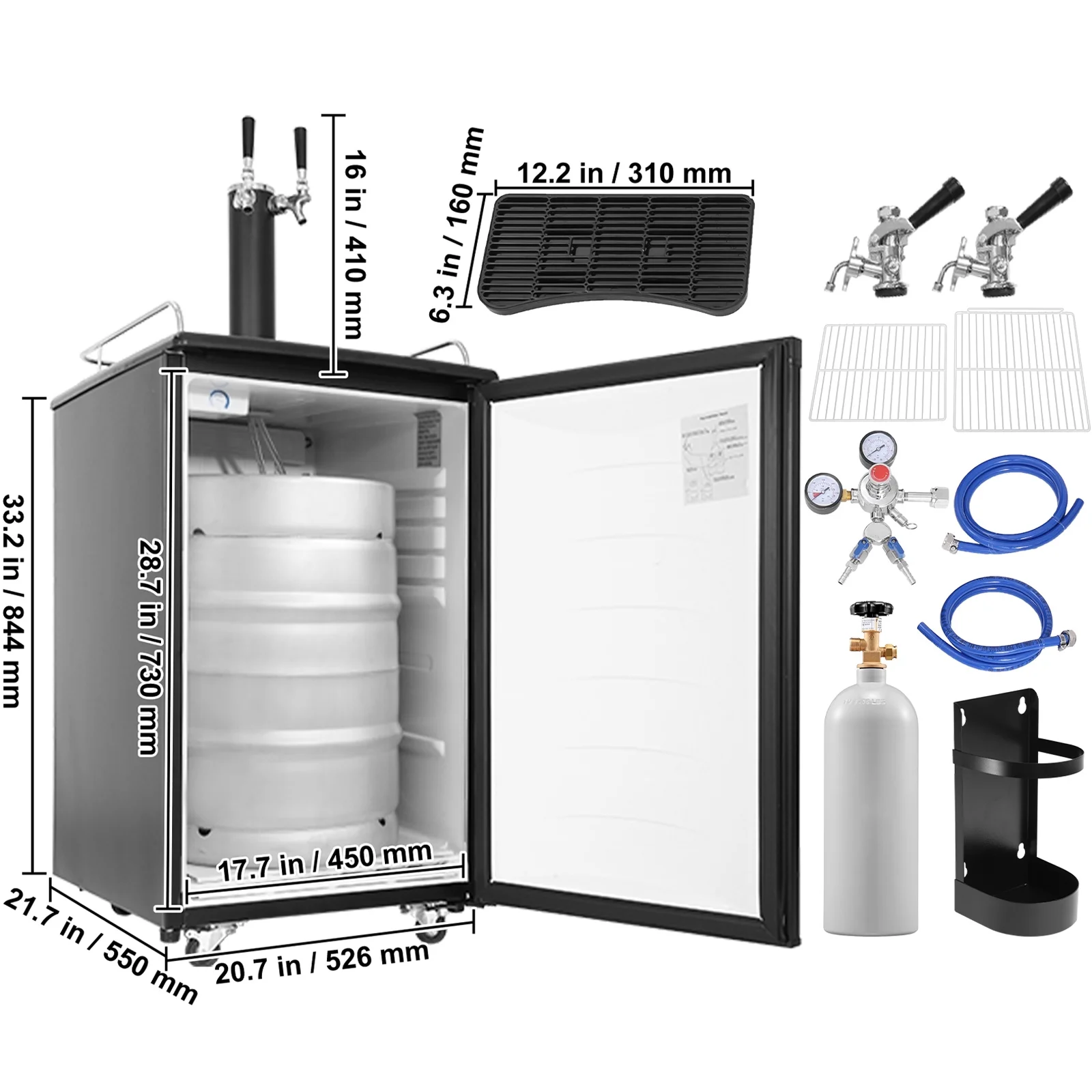 Draft Beer Dispenser Beer Kegerator Full Size Keg Refrigerator Dual Tap - Image 7