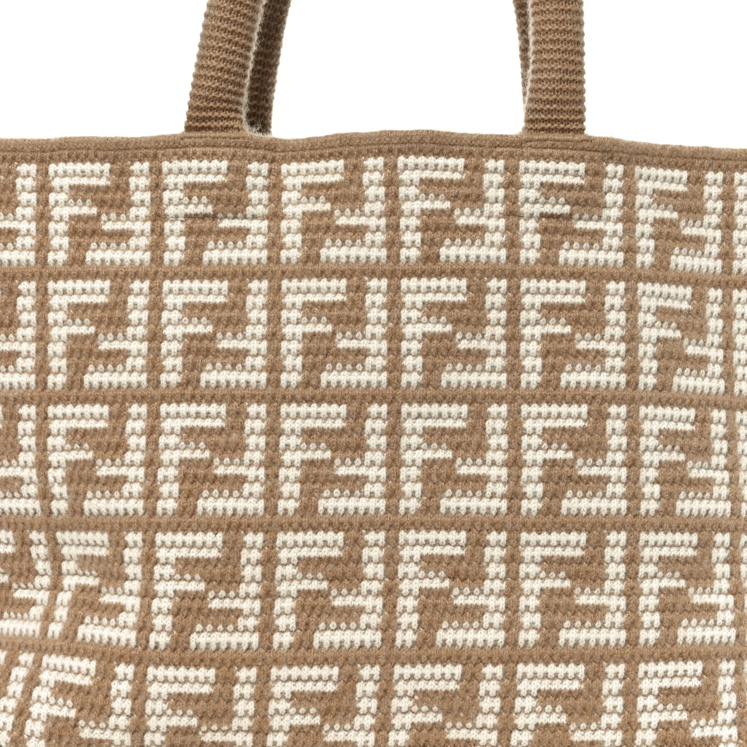 Cashmere Knit FF Large Shopper Tote Cammello