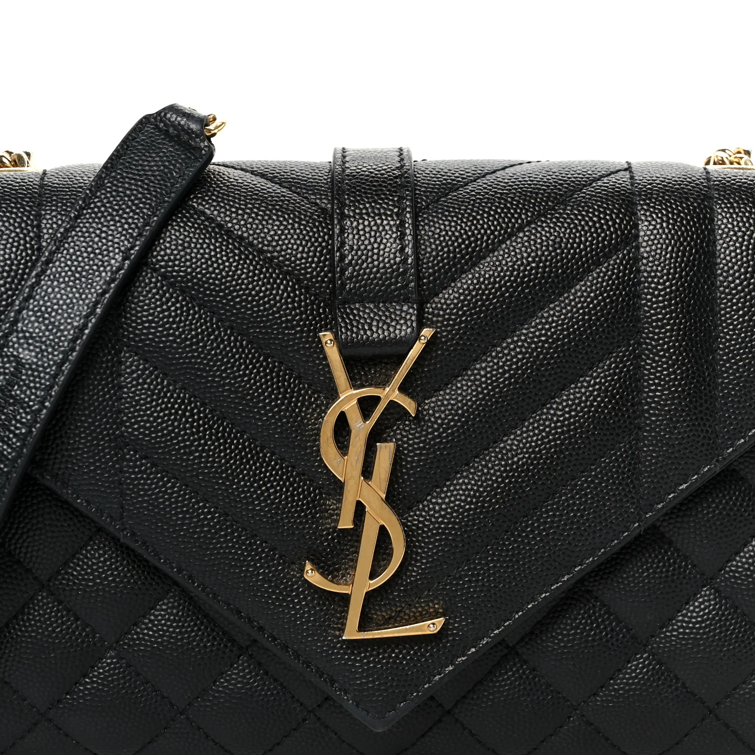 Grain De Poudre Textured Mixed Matelasse Triquilt Small Monogram Satchel Black