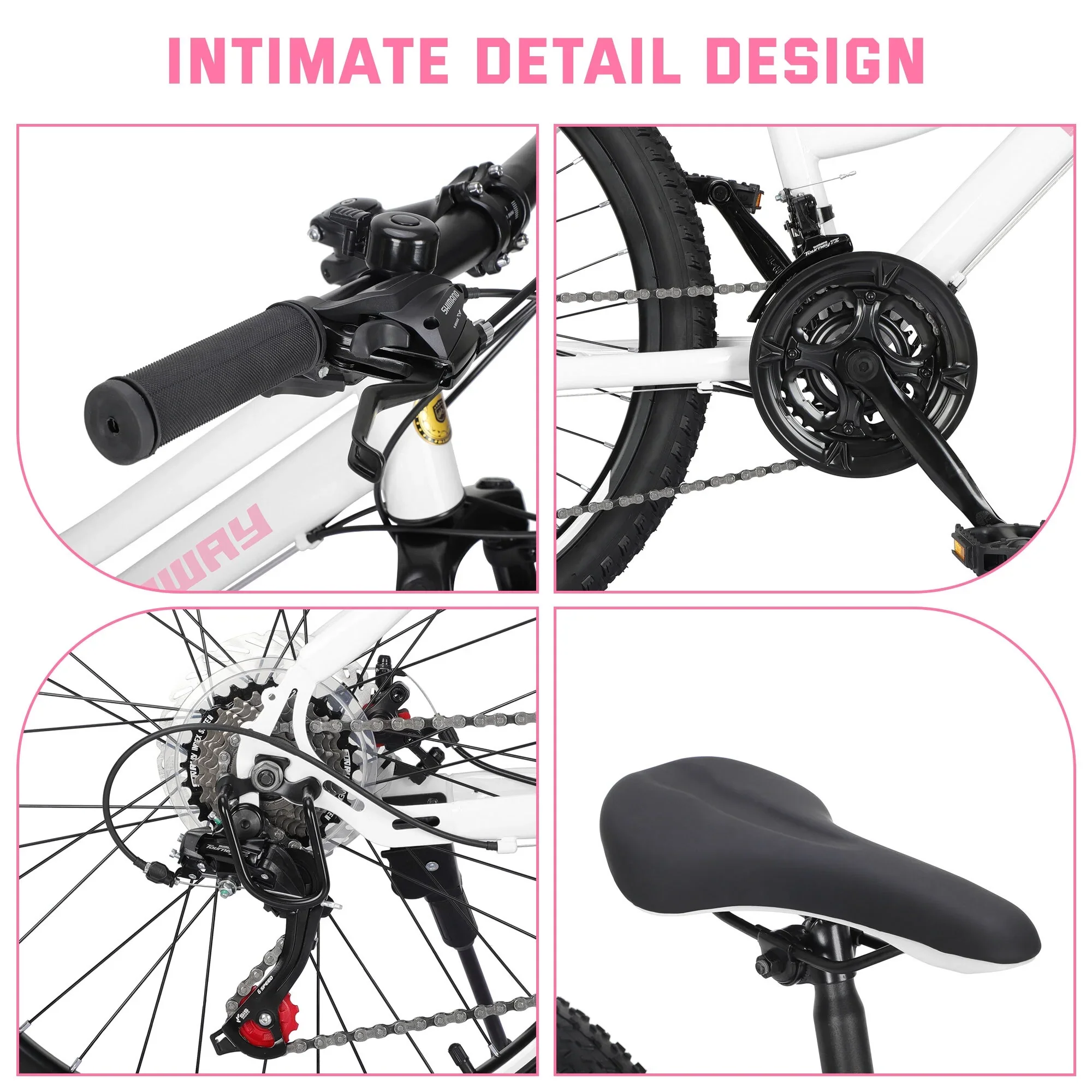 SHINPT 24 Mountain Bike for Teenagers and Adult, Mountain Bicycles with Dual Disc Brakes, Shimano 21 Speeds Bicycles for Men Women, Adult Bicycle with Comfort Saddle, Commuter Bike