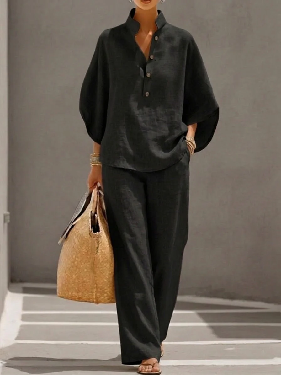 Mariel | Ensemble avec manches chauve-souris et pantalon ample.