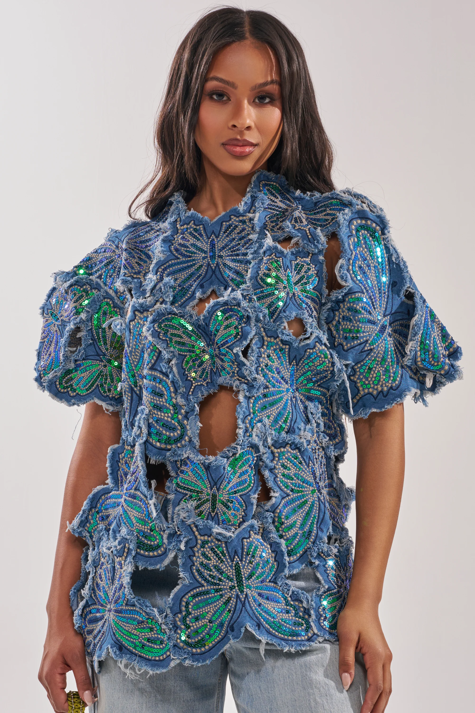 SPREAD YOUR WINGS DENIM TOP - Akira Store
