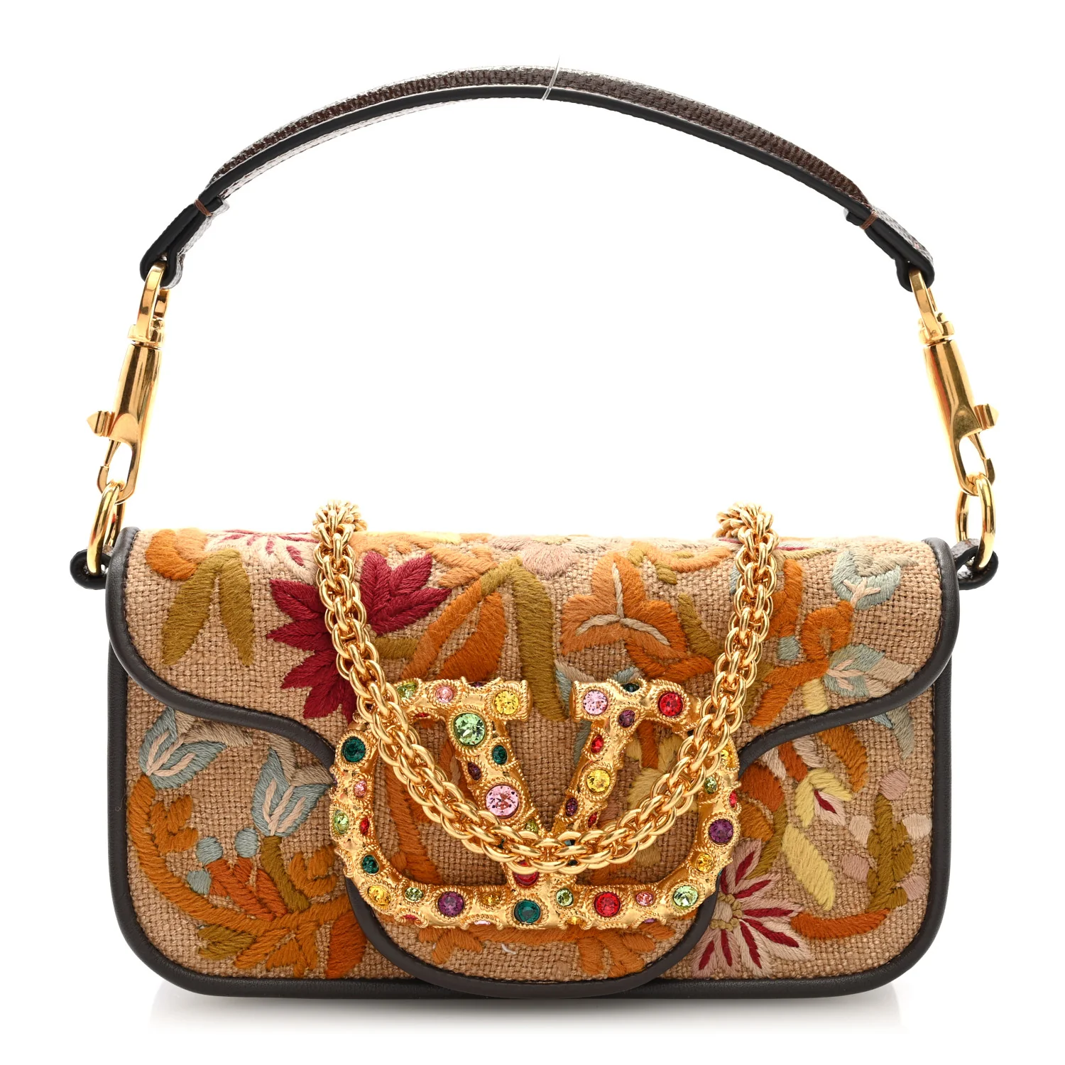 Fabric Karung Crystal Embroidered Vlogo Small Loco Shoulder Bag Multicolor