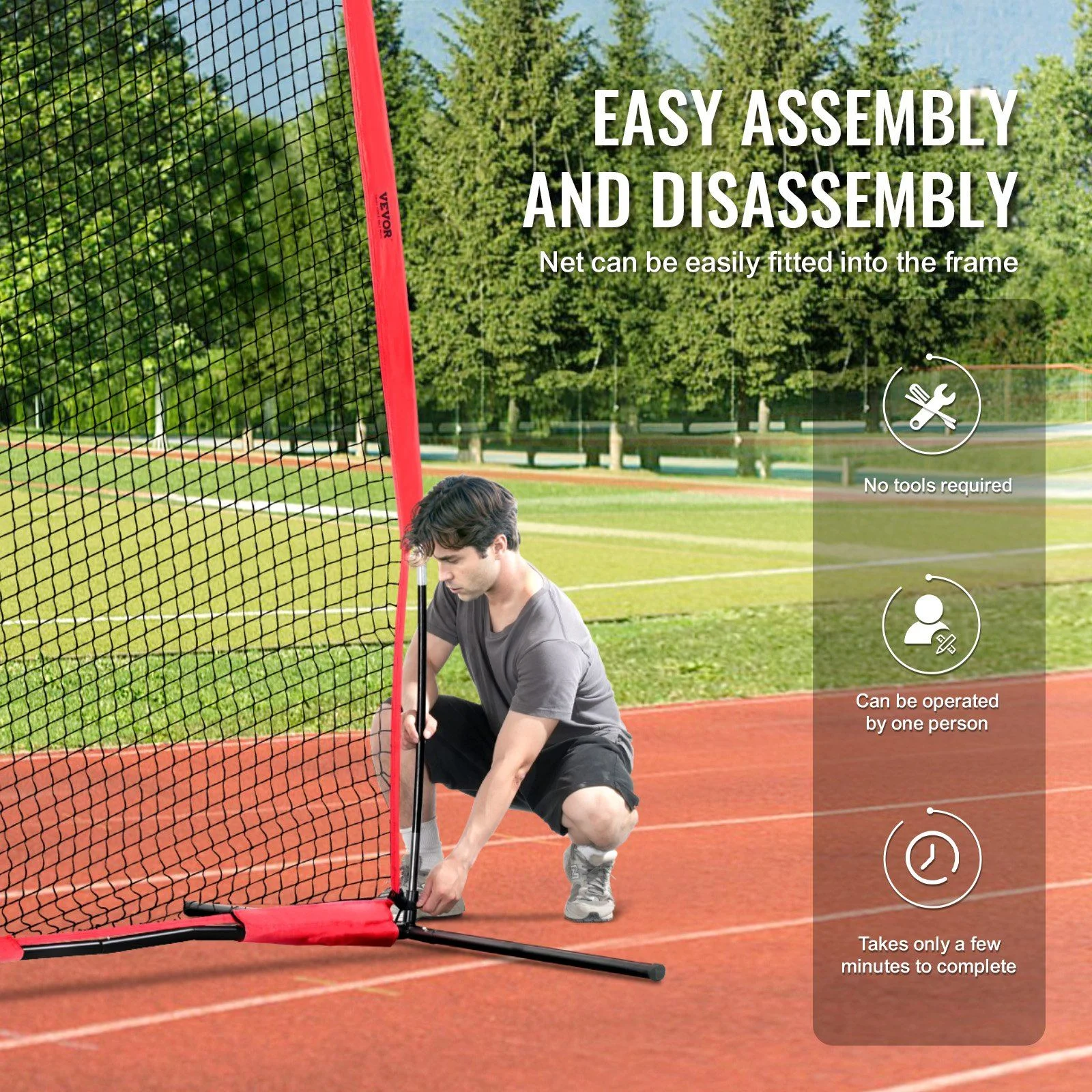 Sports Barrier Net 20x10 ft Portable Backstop for Baseball, Softball, Soccer, Lacrosse Hockey High-Density Safety Screen with Carry Bag Easy Setup for Backyard Training - Image 6