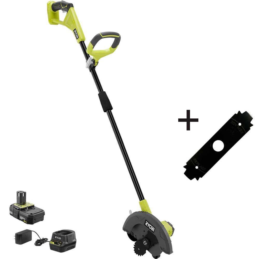 Ryobi ONE+ 18V Cordless Battery Edger with Extra Edger Blade, 2.0 Ah Battery and Charger