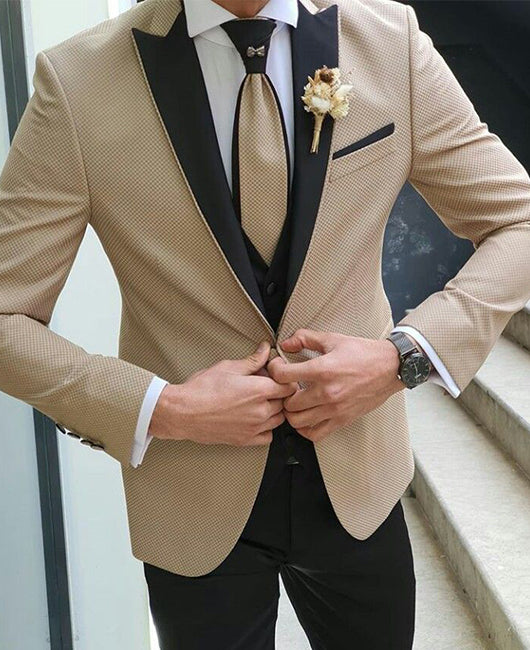 Blazer décontracté à carreaux kaki et revers contrastés