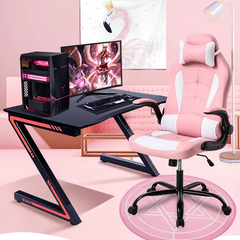 Ergonomic Gaming Chair, Lumbar Support, Swivel Rolling for Women(Pink)(Pink) - Image 2