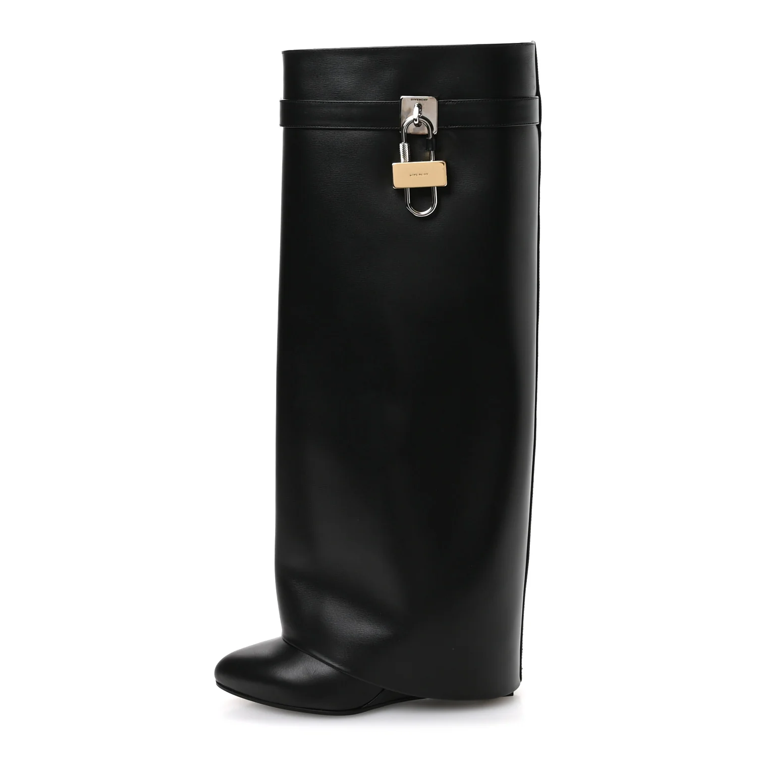 Calfskin Shark Lock Wide Fit Pant Boots 37 Black