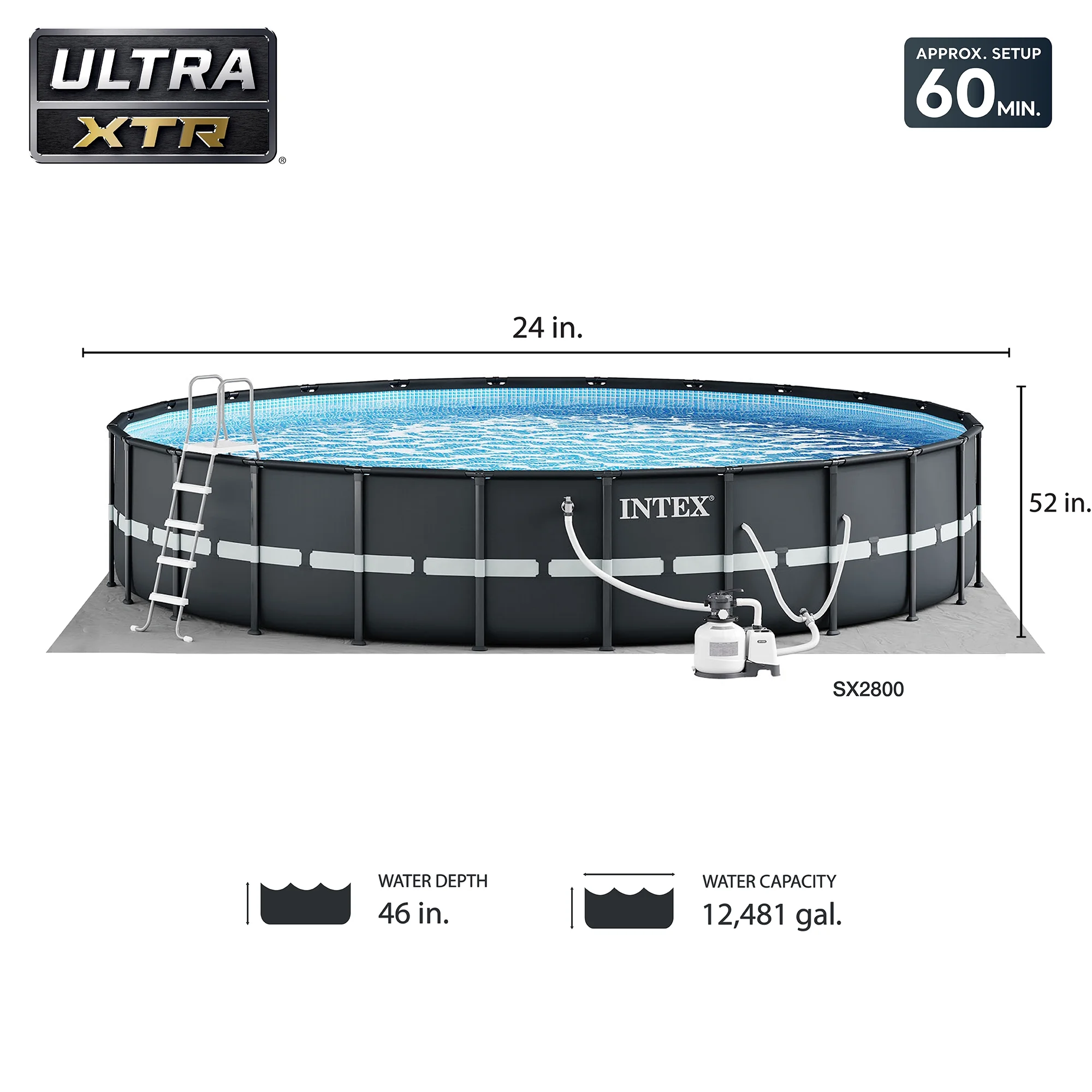 Ultra XTR 24' x 52" Round Above Ground Pool 2 Pack OptiFlow Filter Sand(24 ft) - Image 5