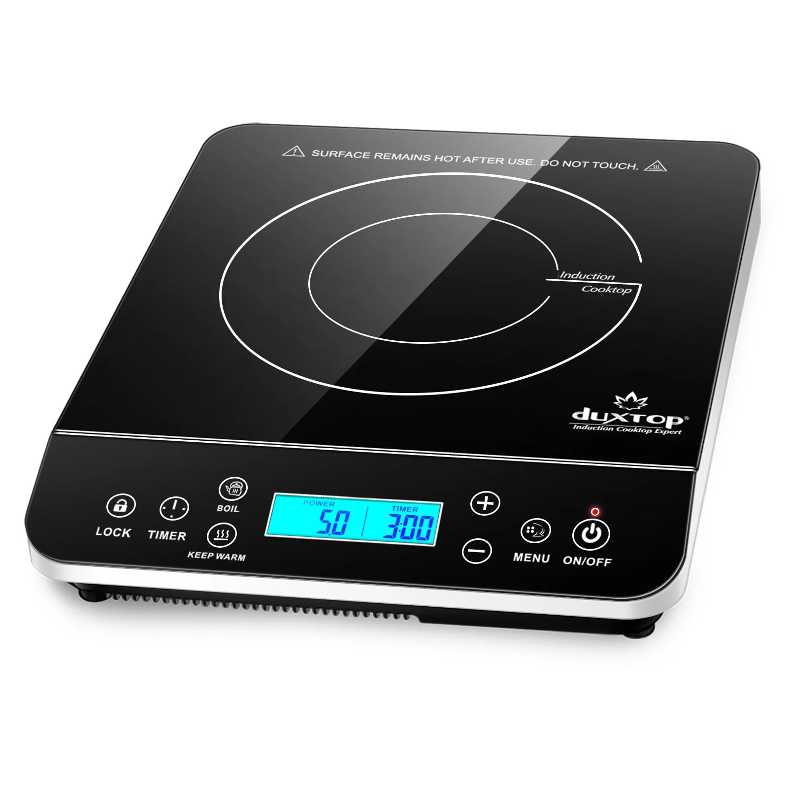 Duxtop Portable Induction Cooktop, Countertop Burner Induction Hot Plate with LCD Sensor Touch 1800 Watts, Silver 9600LS/BT - 200DZ
