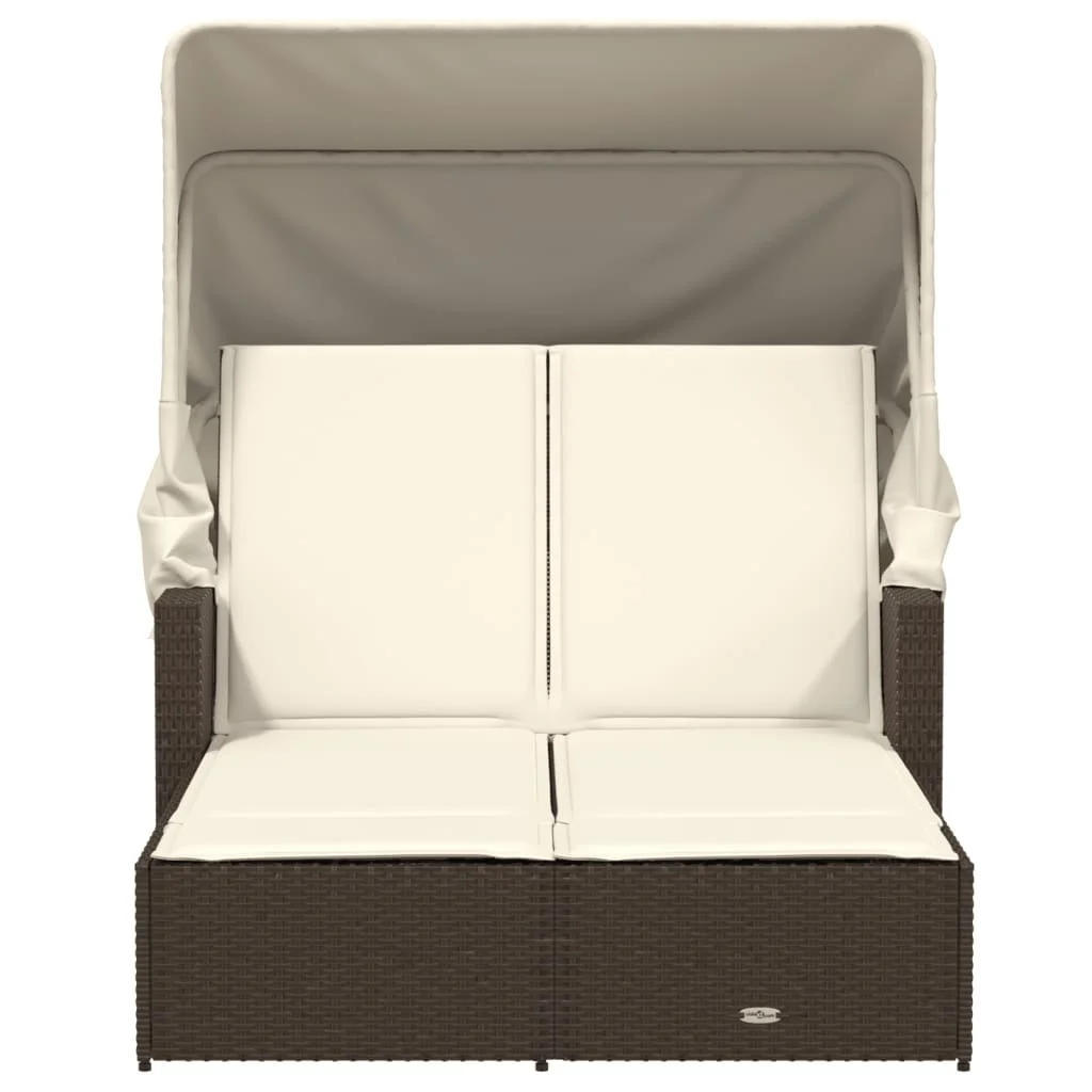 Powder Coated Steel Removable Canopy and Cushions Double Sun Lounger, Beige(1 pcs/Beige) - Image 9