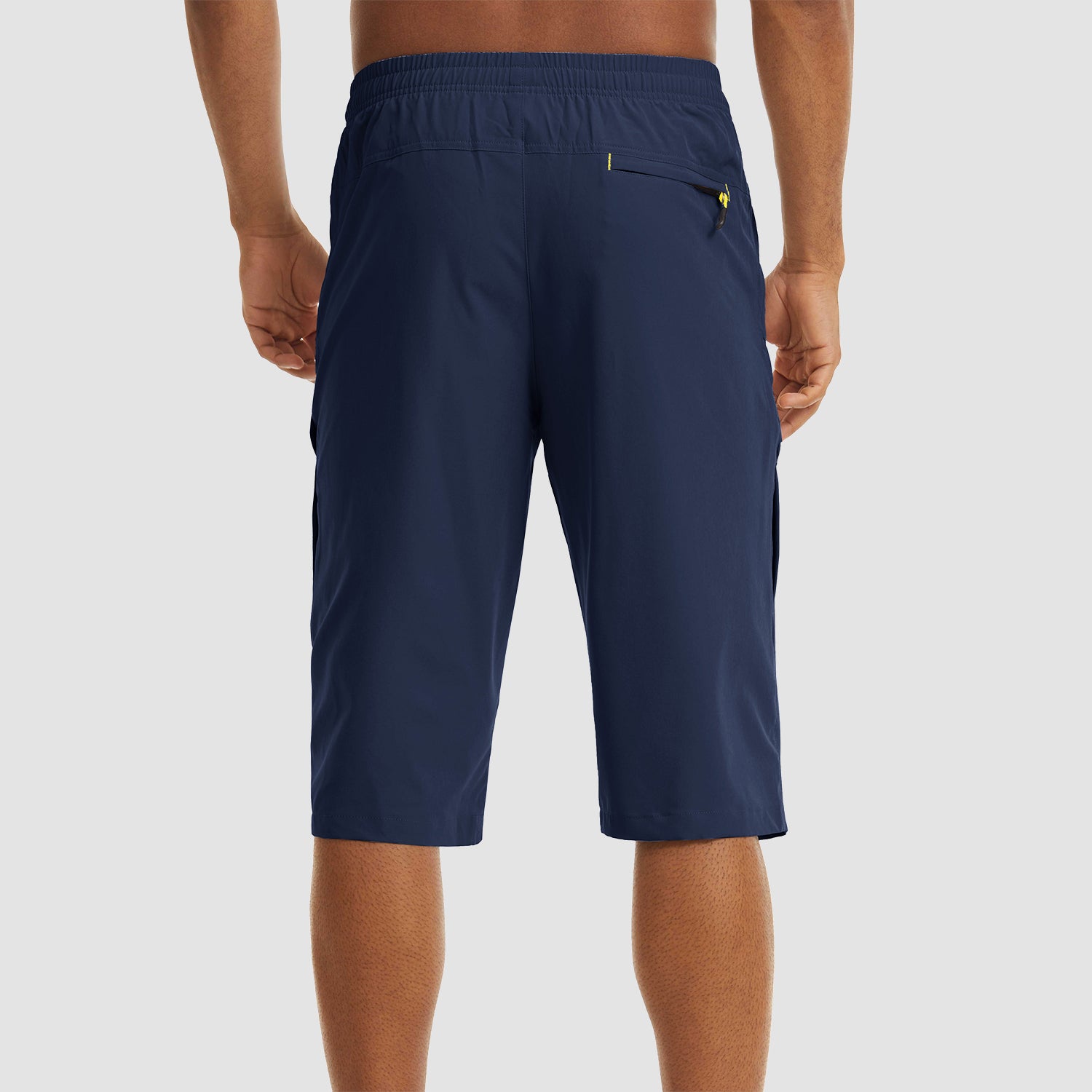 Short de randonnée/course à pied pour homme, séchage rapide, coupe 3/4 Capri avec poches zippées