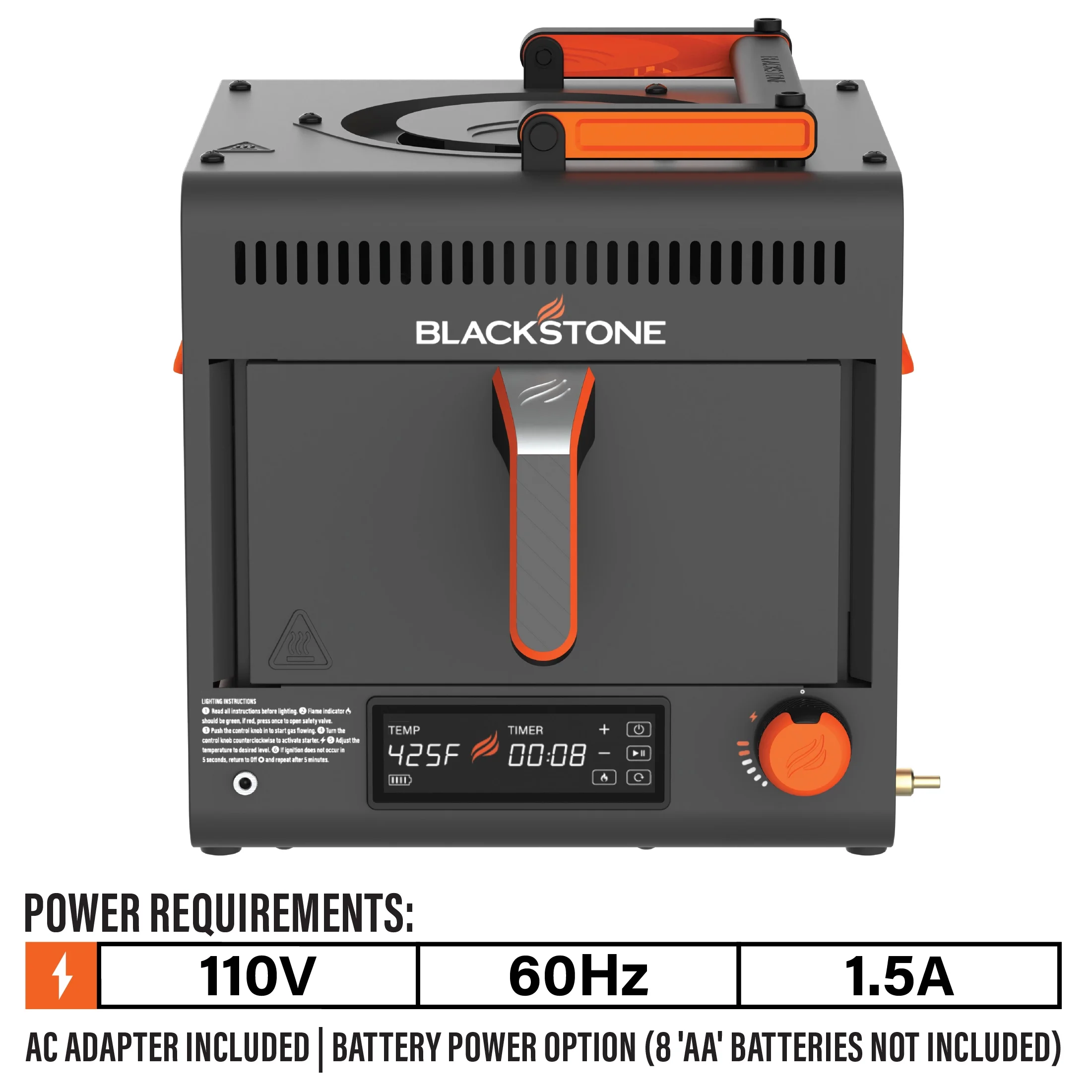 Adventure Ready Portable Propane Air Fryer, 4 Quart, Gray Orange, 18W, 3ft Cord - Image 6