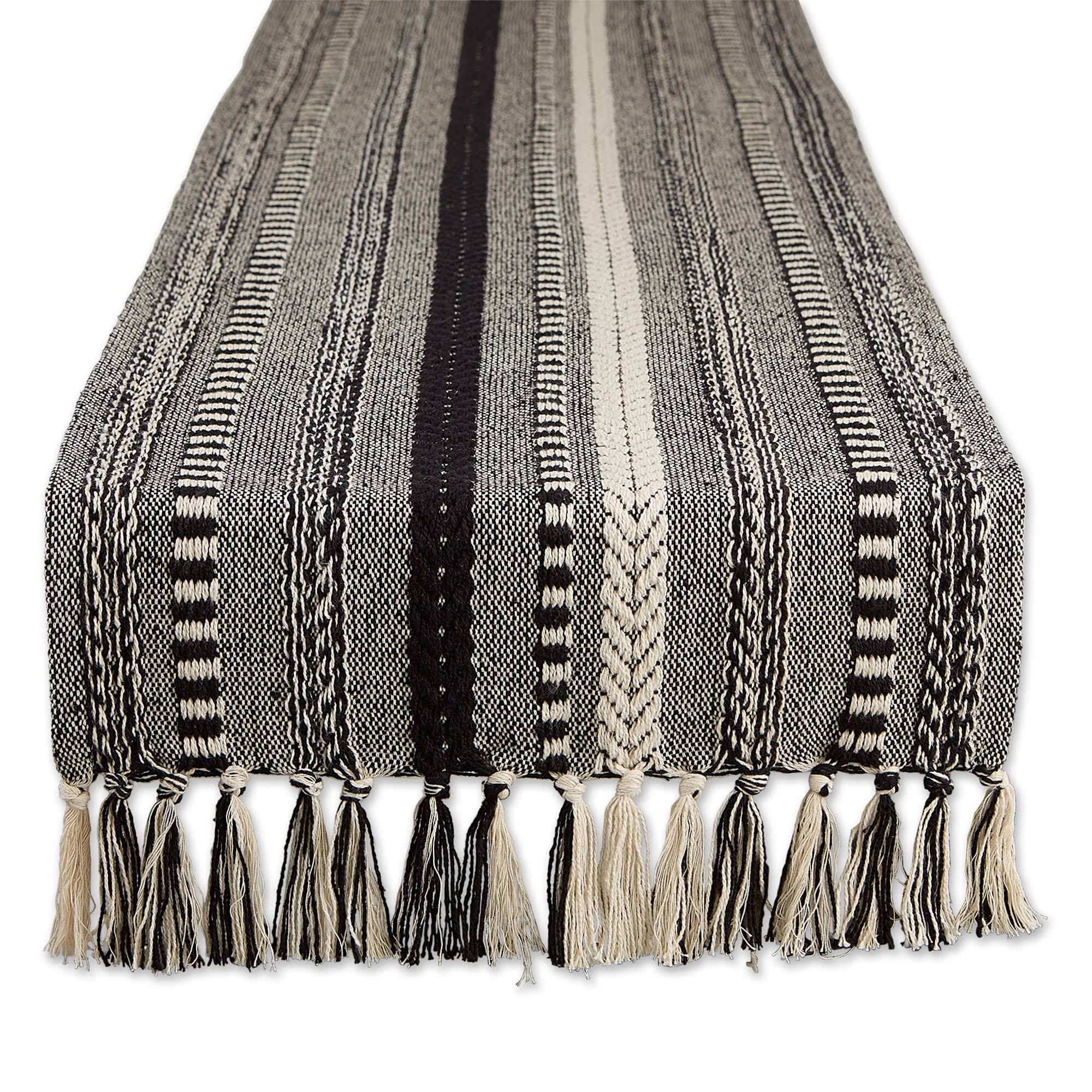 DII Black Braided Stripe Table Runner