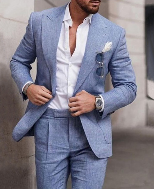 Ensemble blazer et pantalon décontracté uni à col à revers et poche, 2 pièces (une boutonnière)