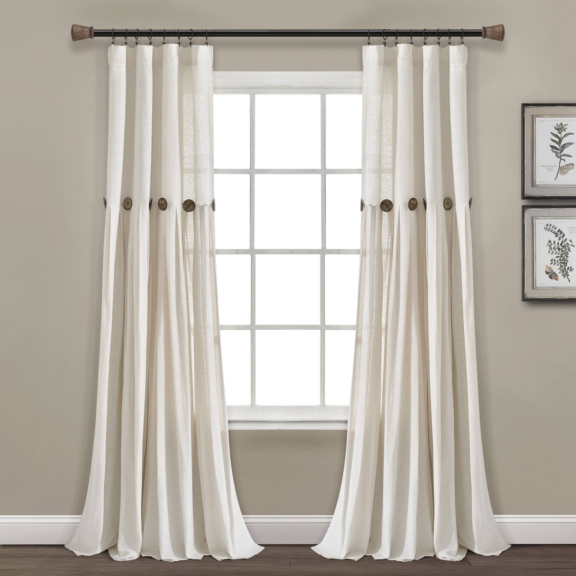 Lush Decor Linen Button Single Panel Window Curtain - 95