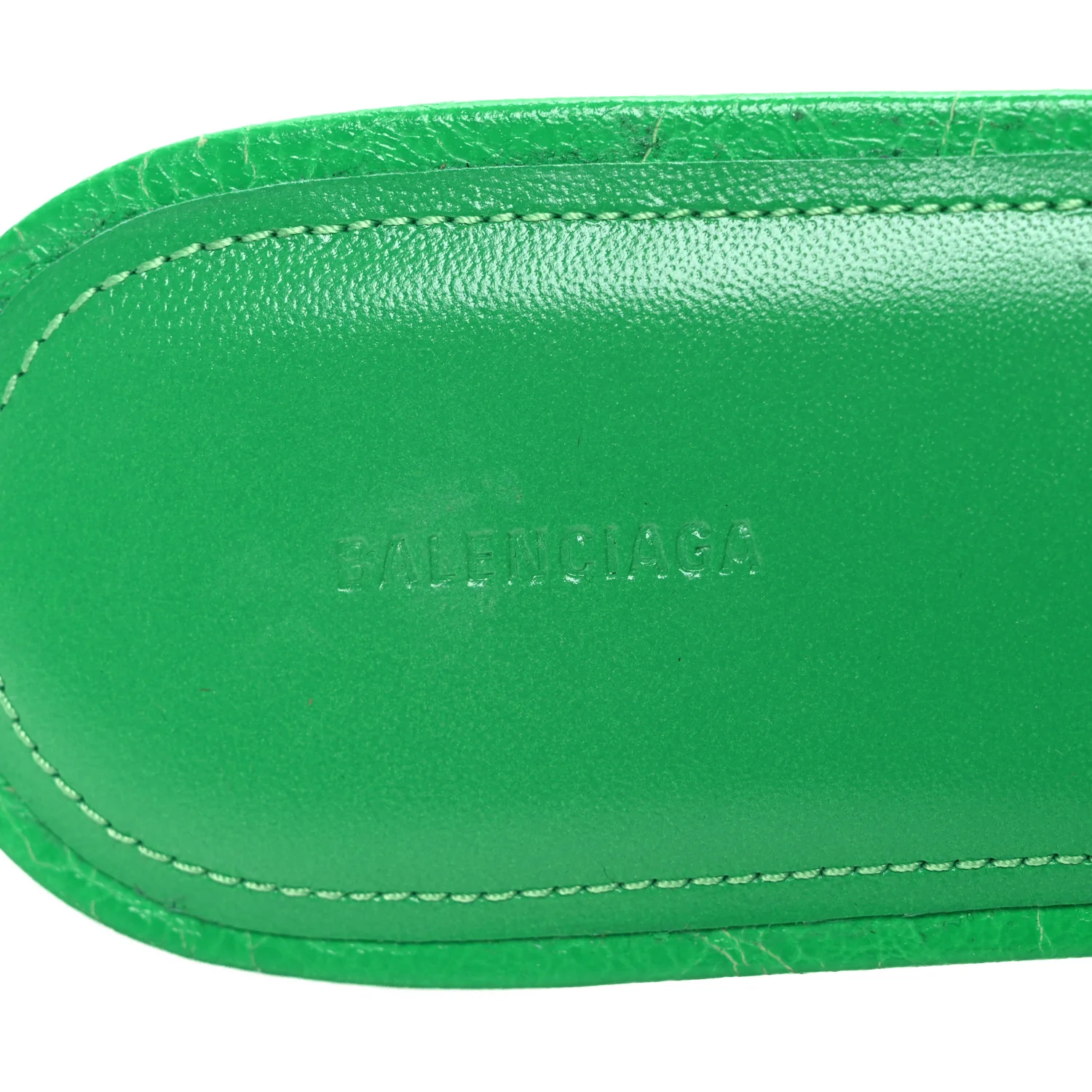Agneau Arena Cagole Flat Slide Sandals 37 Vivid Green