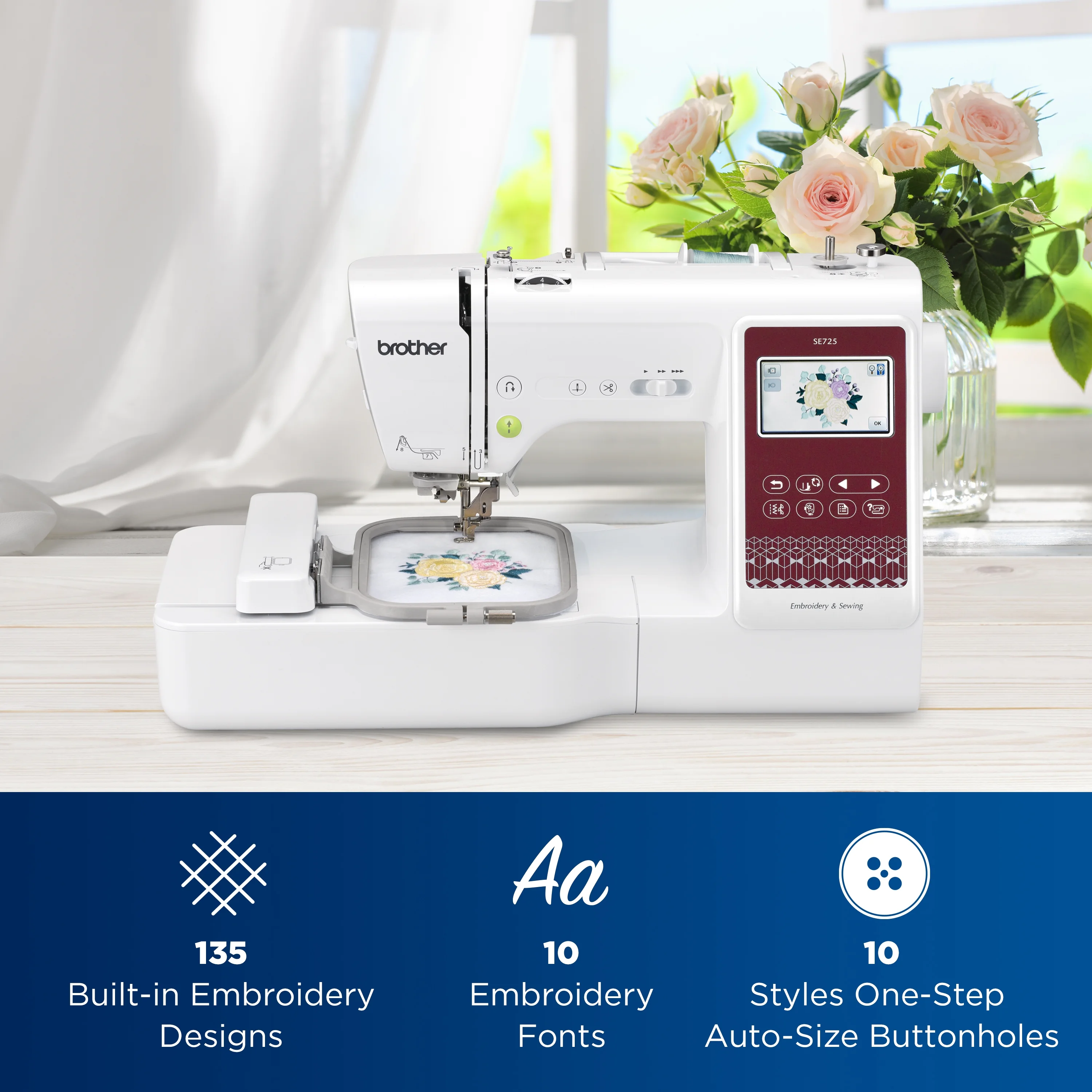Brother SE725 Sewing and Embroidery Machine with Artspira App, 50 Free Designs