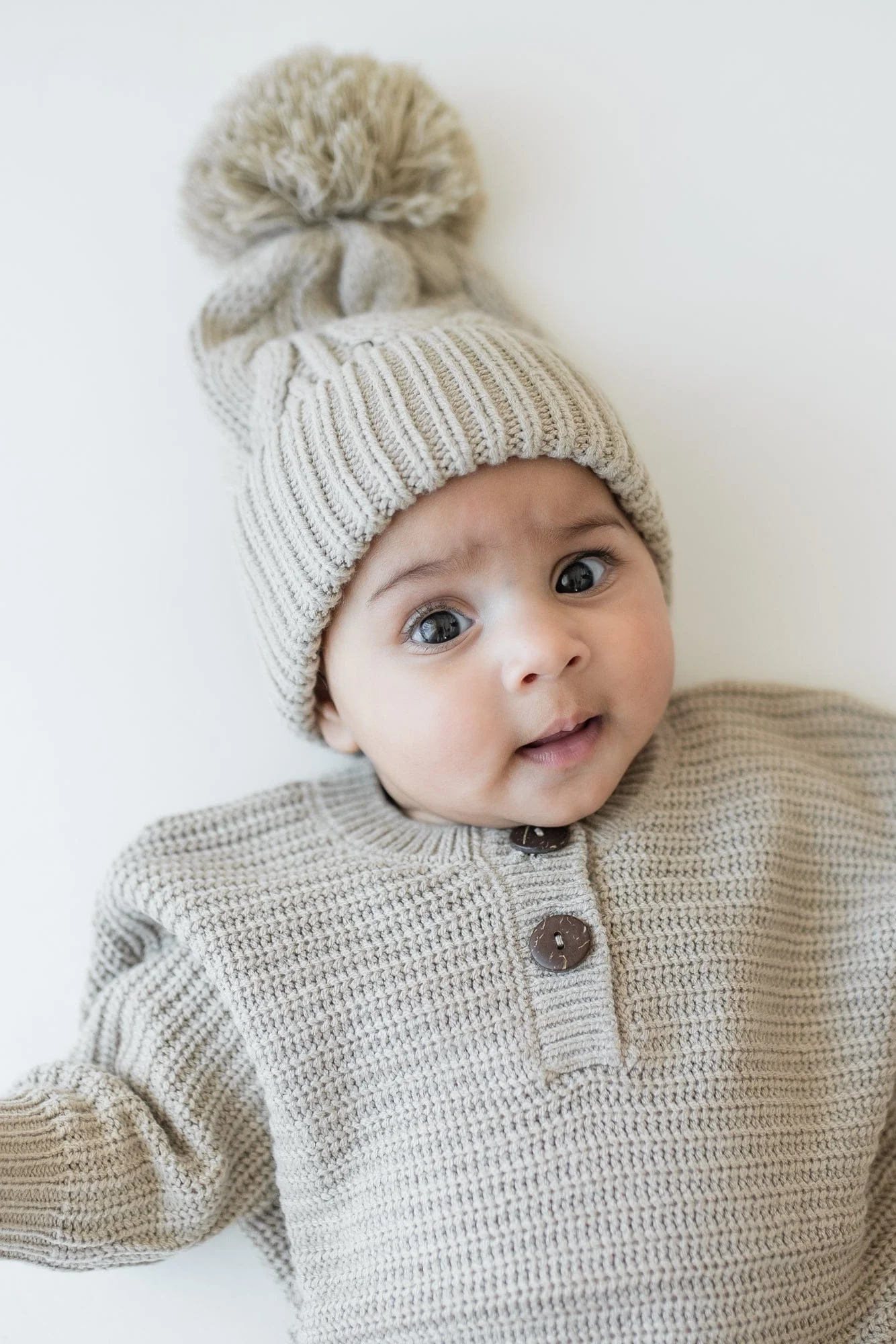 Chunky Cable Knit Beanie in Almond