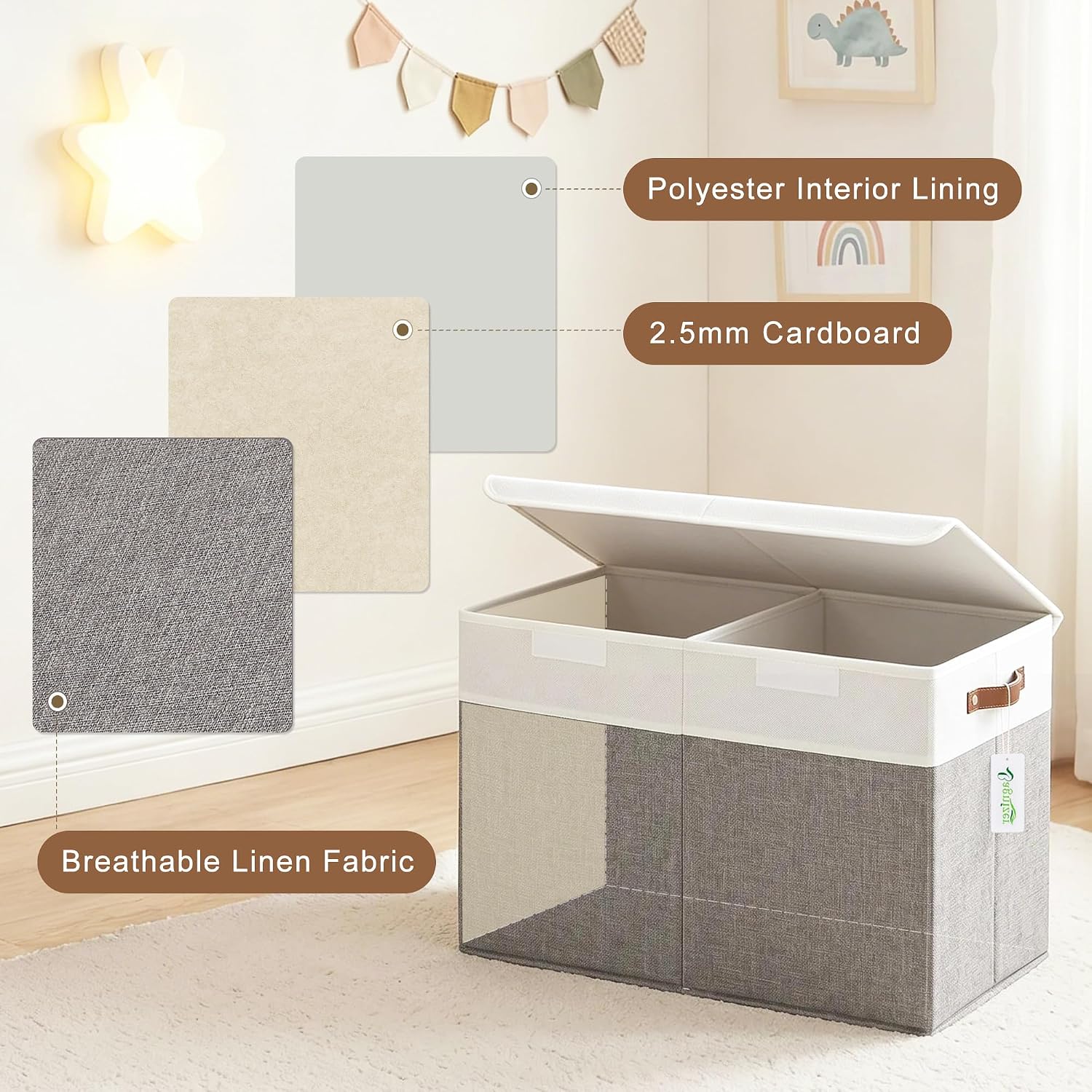 Bagnizer Large Toy Storage Box with Lids, Collapsible Sturdy Baby Storage Organizer Chest Bin Basket for Kids, Boys, Girls, Playroom, Nursery, Bedroom, Closet 25