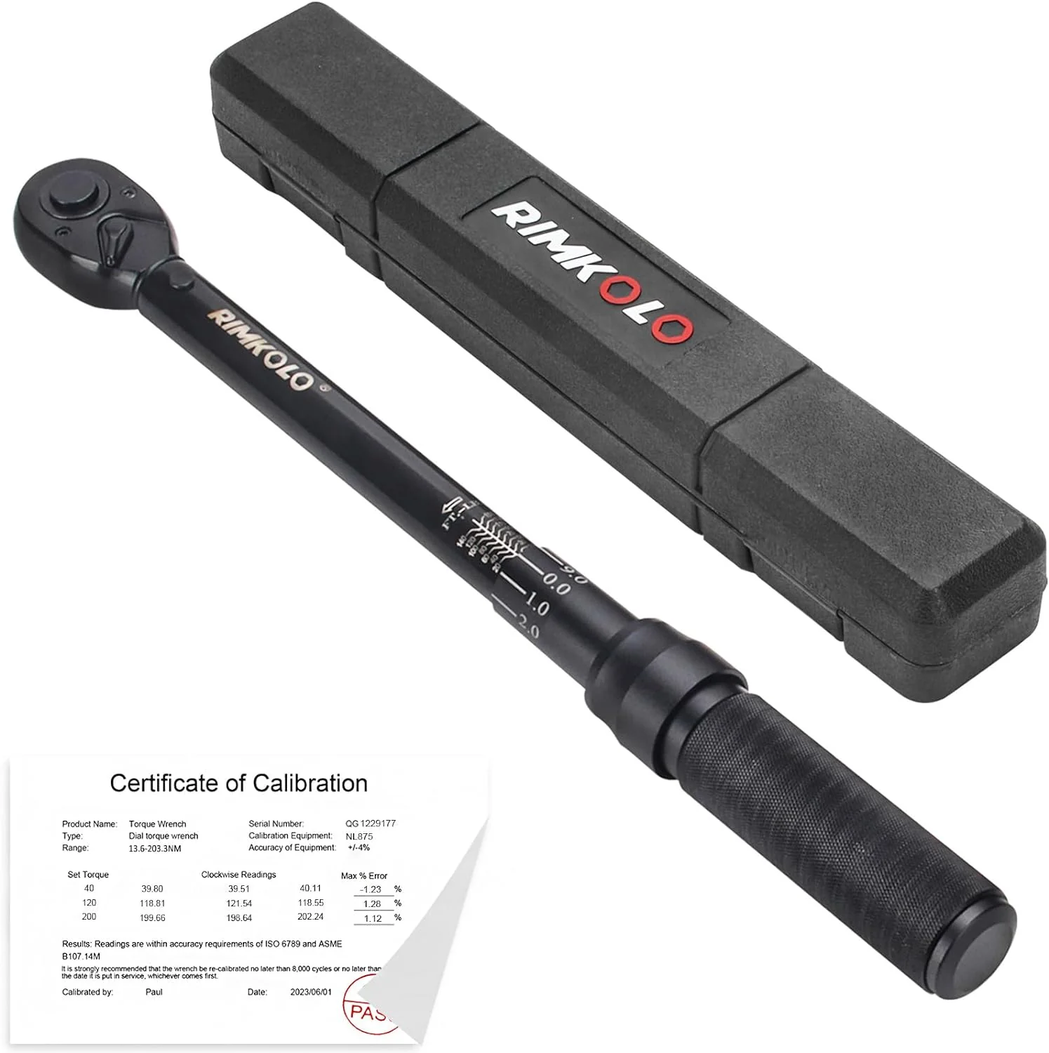 1-Inch Drive Click Torque Wrench, Dual-Scale Adjustable Torque Wrench Set with a Hex Key 200-1000ft.lb / 271-1356.7Nm