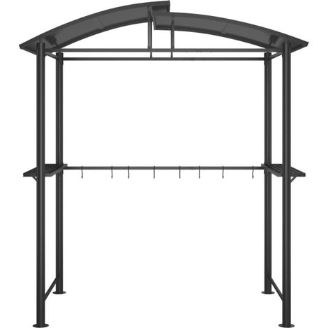 Vidaxl – Gazebo BBQ avec étagères latérales – Acier anthracite – Dimensions 210x114x230cm – Toit en polycarbonate pour ombre et ventilation — vue 4