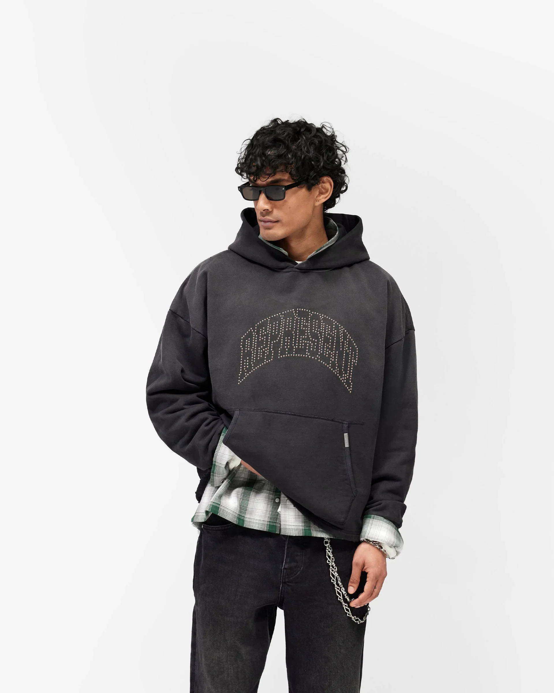 Represent Embellished Hoodie - Stained Black