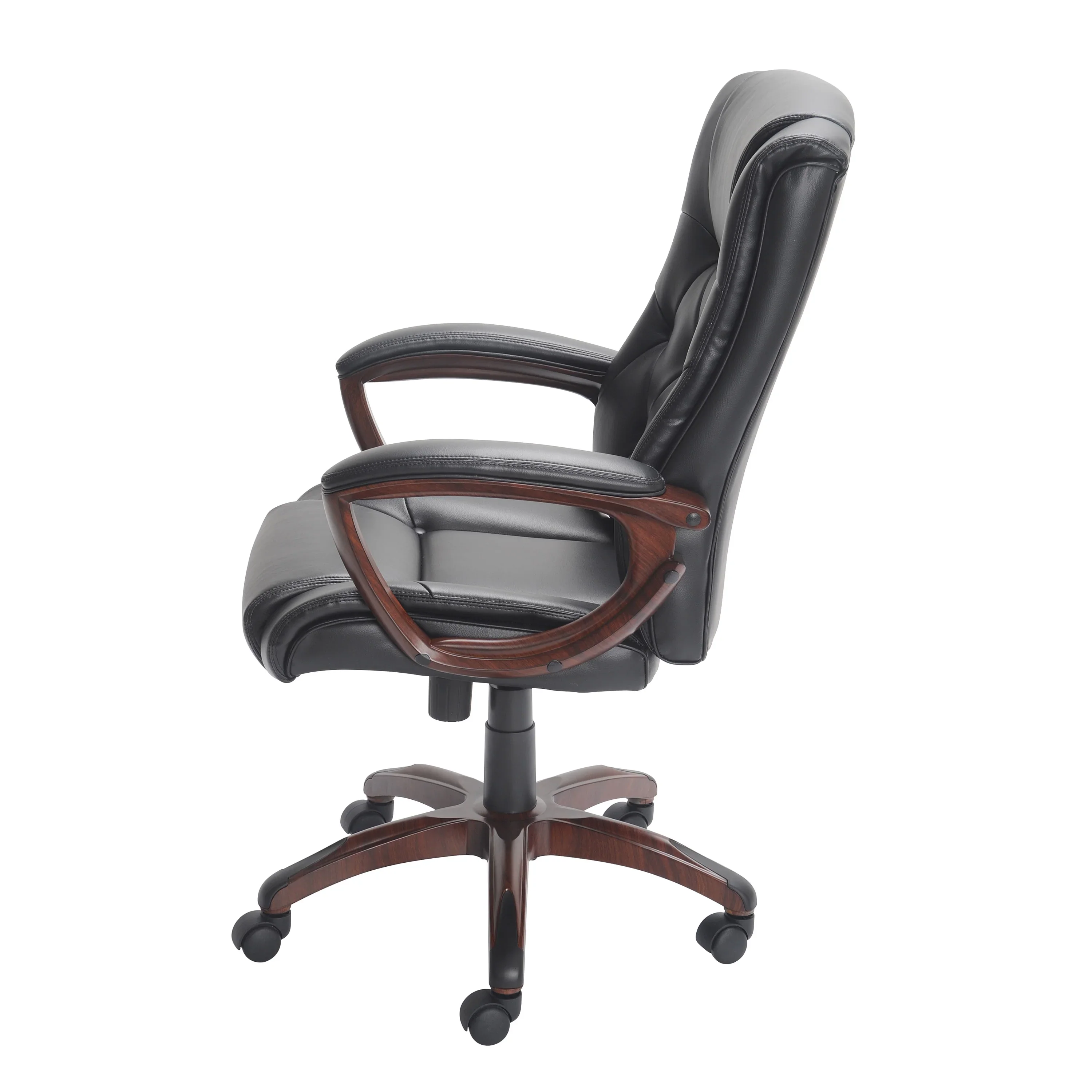 Better Homes and Gardens Executive, Mid-Back Manager's Office Chair with Arms, Black Bonded Leather