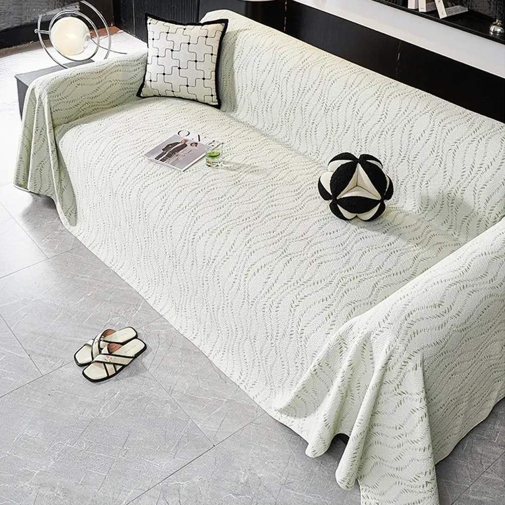 Leaf Pattern Cooling Ice Silk Sofa Protection Large Blanket Couch Cover