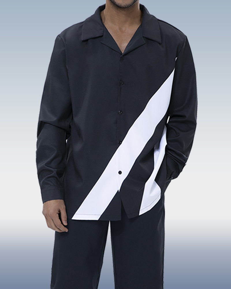 Ensemble de costume de marche noir pour homme, 2 pièces, manches longues