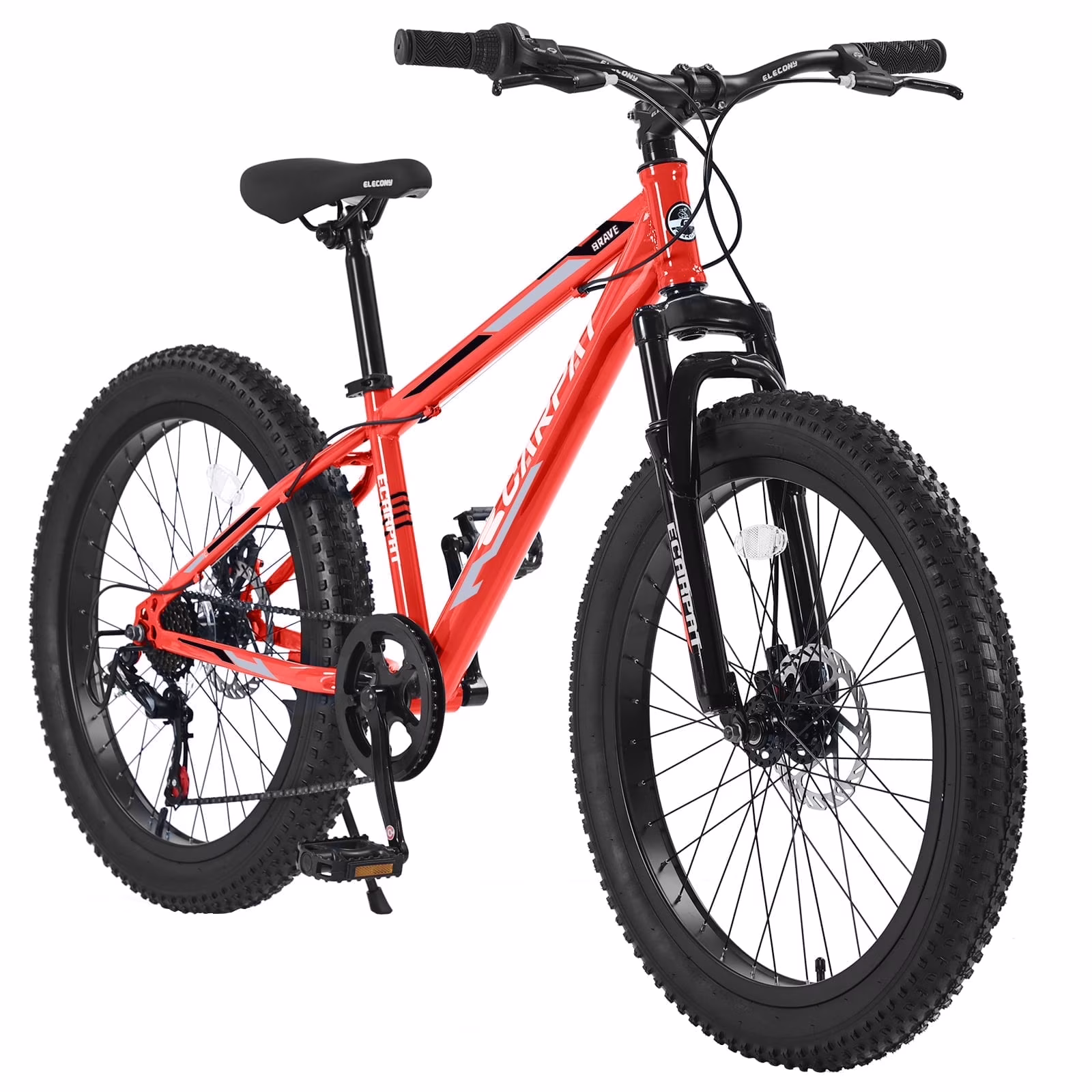 24-Inch Fat Tire Bike, Shimano 7-Speed Trail & Urban Mountain Bike with Disc Brakes – Gray
