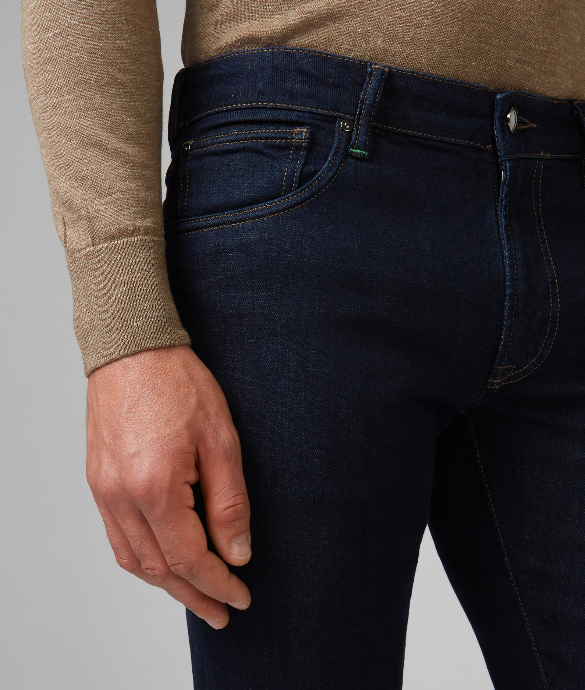 5 POCKET PANTS IN DENIM STONE WASHED EFFECT NAVY BLUE