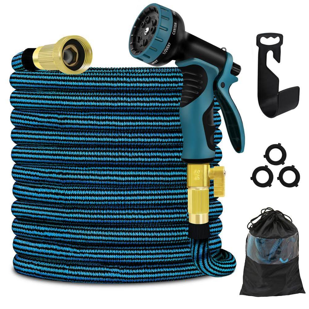 WeGuard 3/4 in. 75 ft. Expandable Garden Hose Flexible Water Hose with 10 Function Nozzle Durable 3750D Water Hose