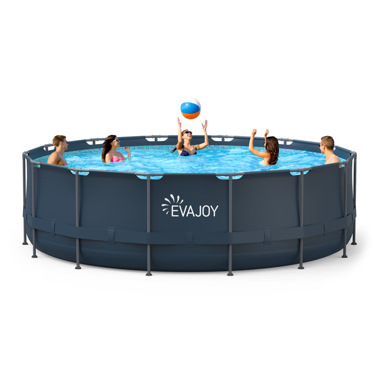 Ensemble de piscine hors sol ronde EVAJOY avec structure métallique de 4,88 m x 1,22 m