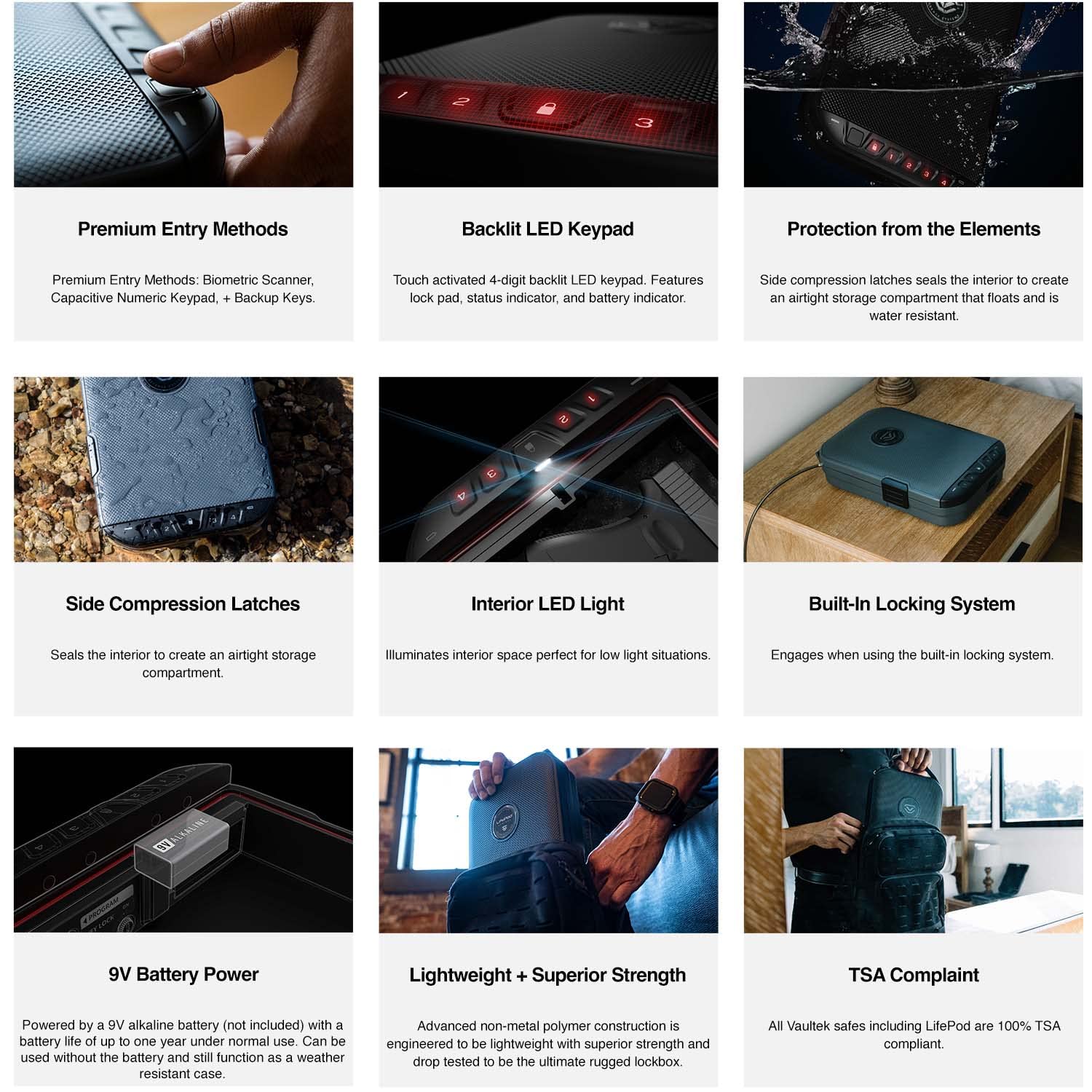 VAULTEK Secure Waterproof Travel Case with Backlit Keypad