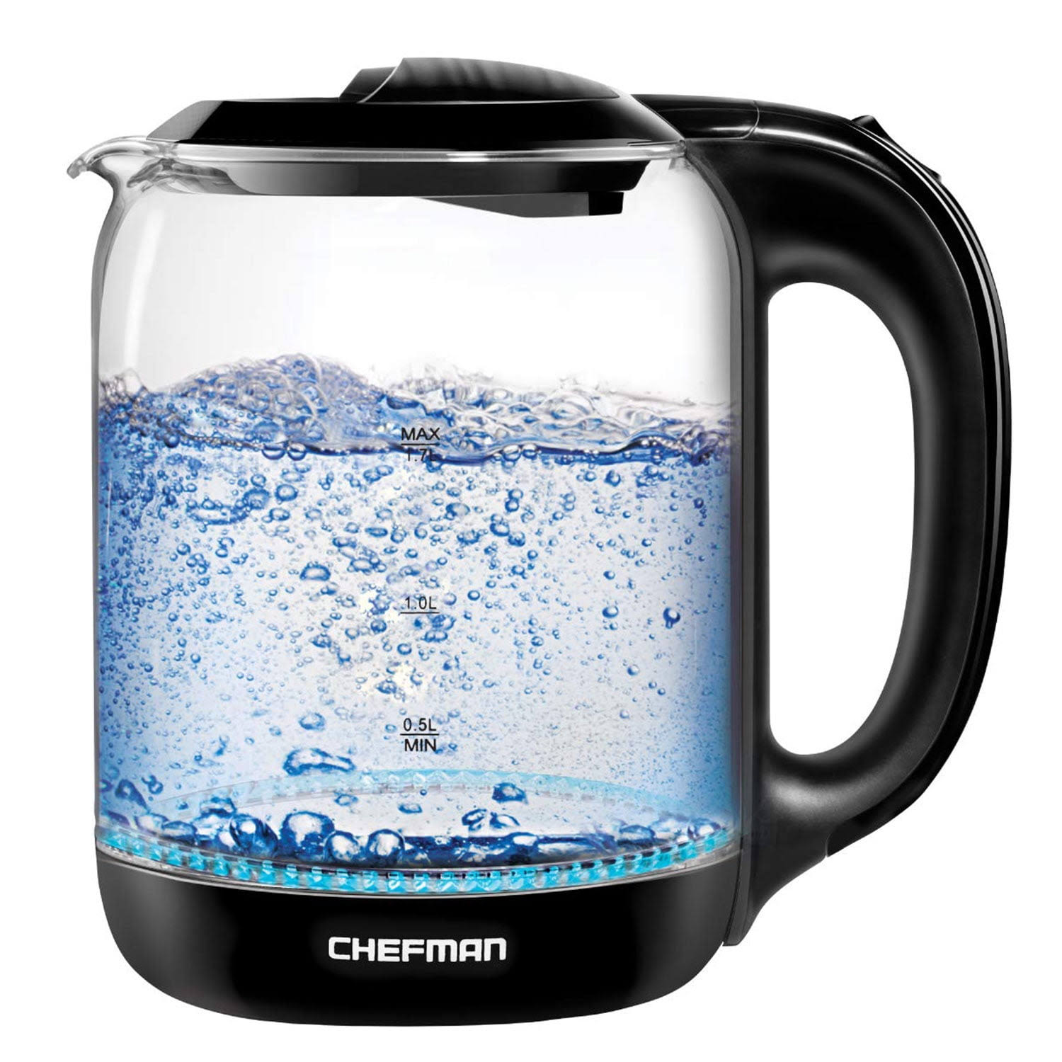 Chef Man Electric Kettle, 1.7 Liters, Cordless Glass