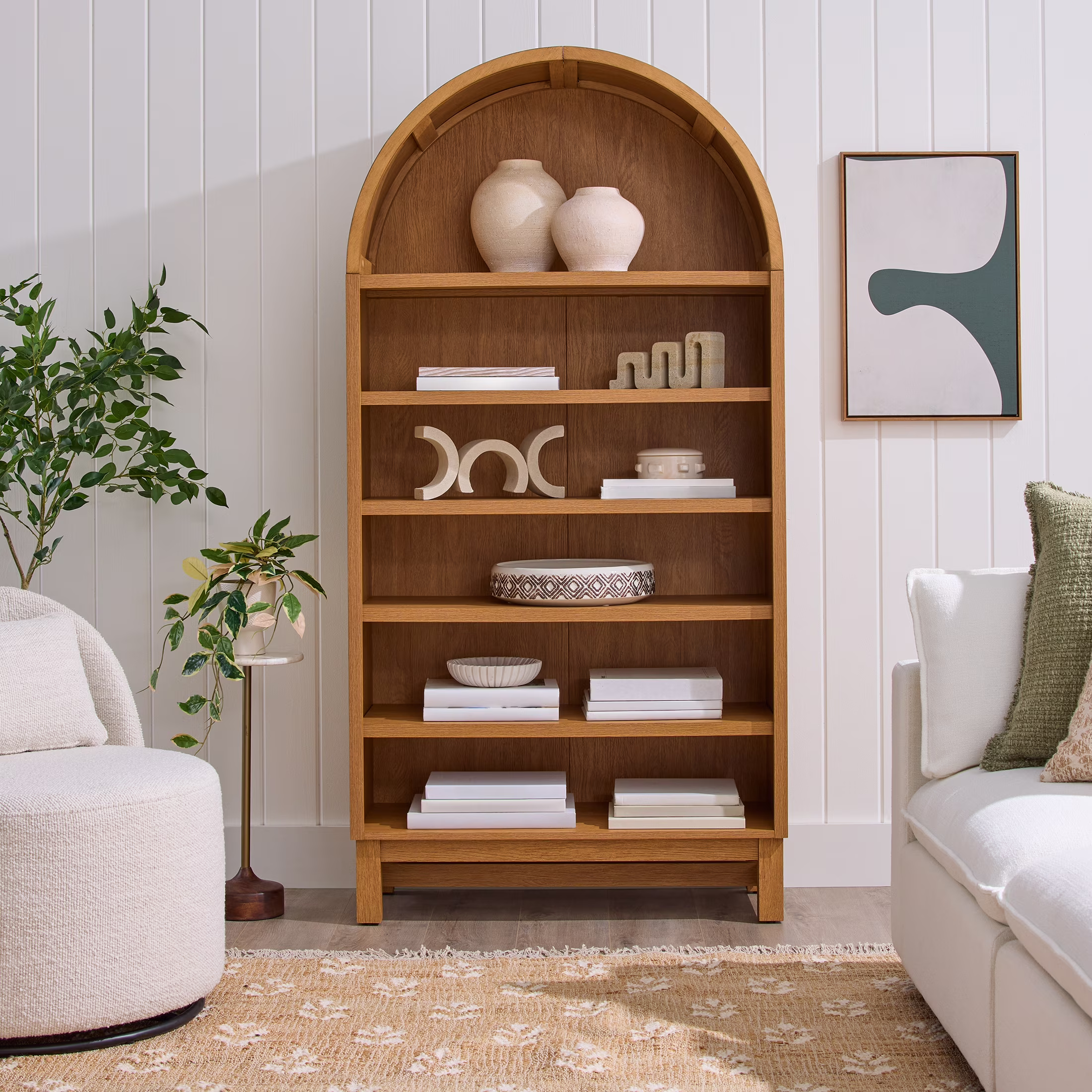 Better Homes & Gardens Juliet Open Arch Bookcase, Rich Black and Light Honey