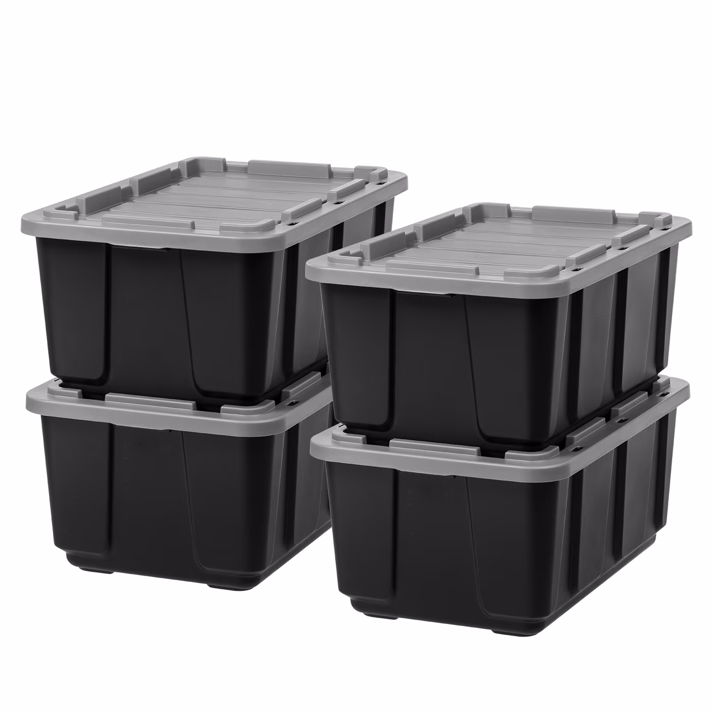27Gal/108Qt 4 Pack Large All-Weather Heavy-Duty Stackable Storage Plastic Bin Tote Container with Quick Snap Lid, (30" L x 20" W x 14" H)(Gray)