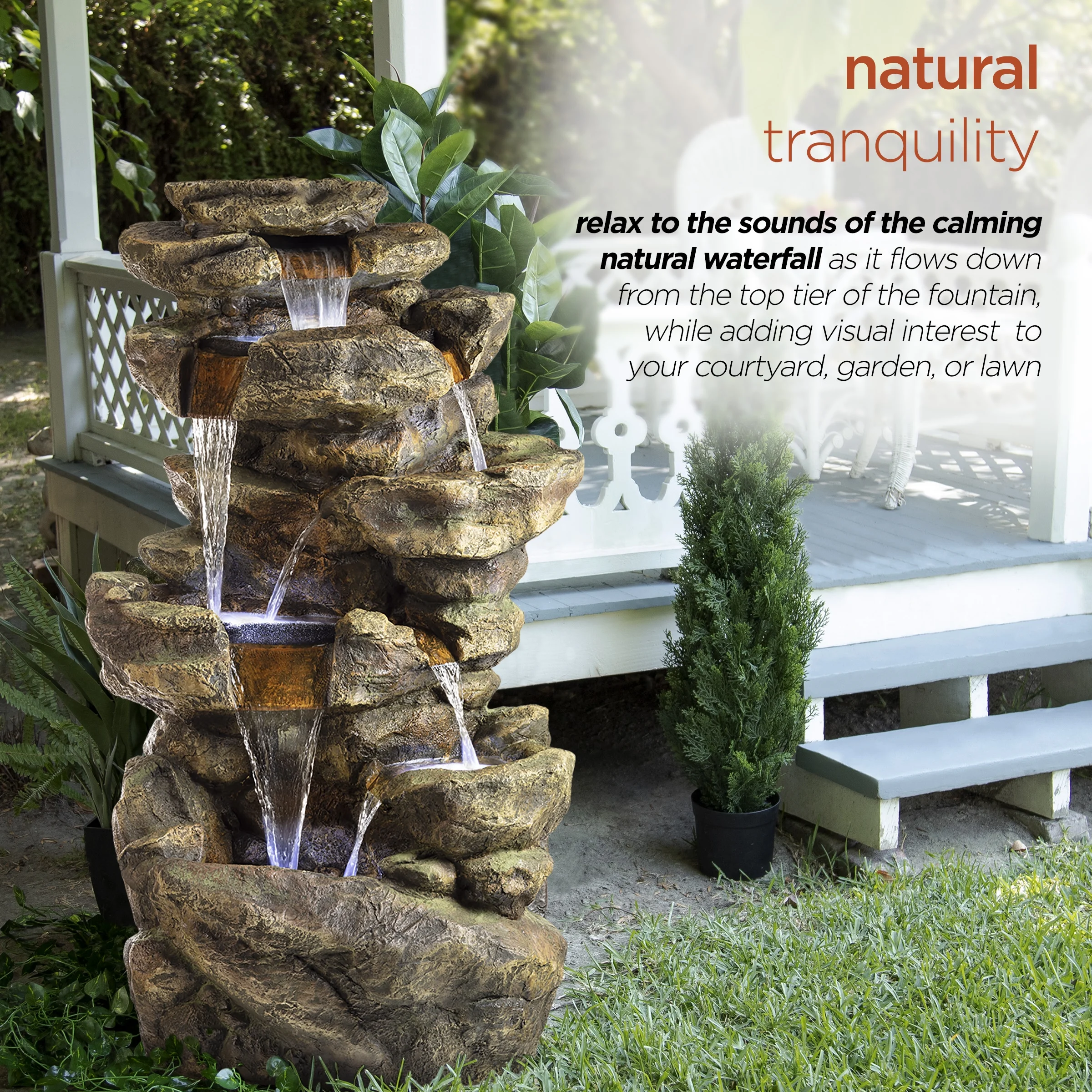 6-Tier Amazonian Water Fountain with LED Lights - Image 9