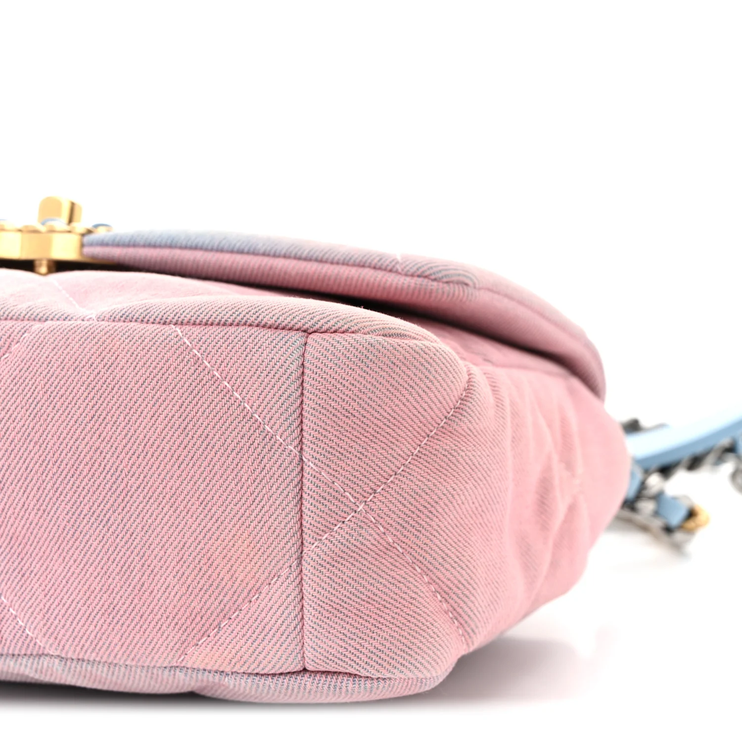 Denim Quilted Medium Chanel 19 Flap Blue Pink