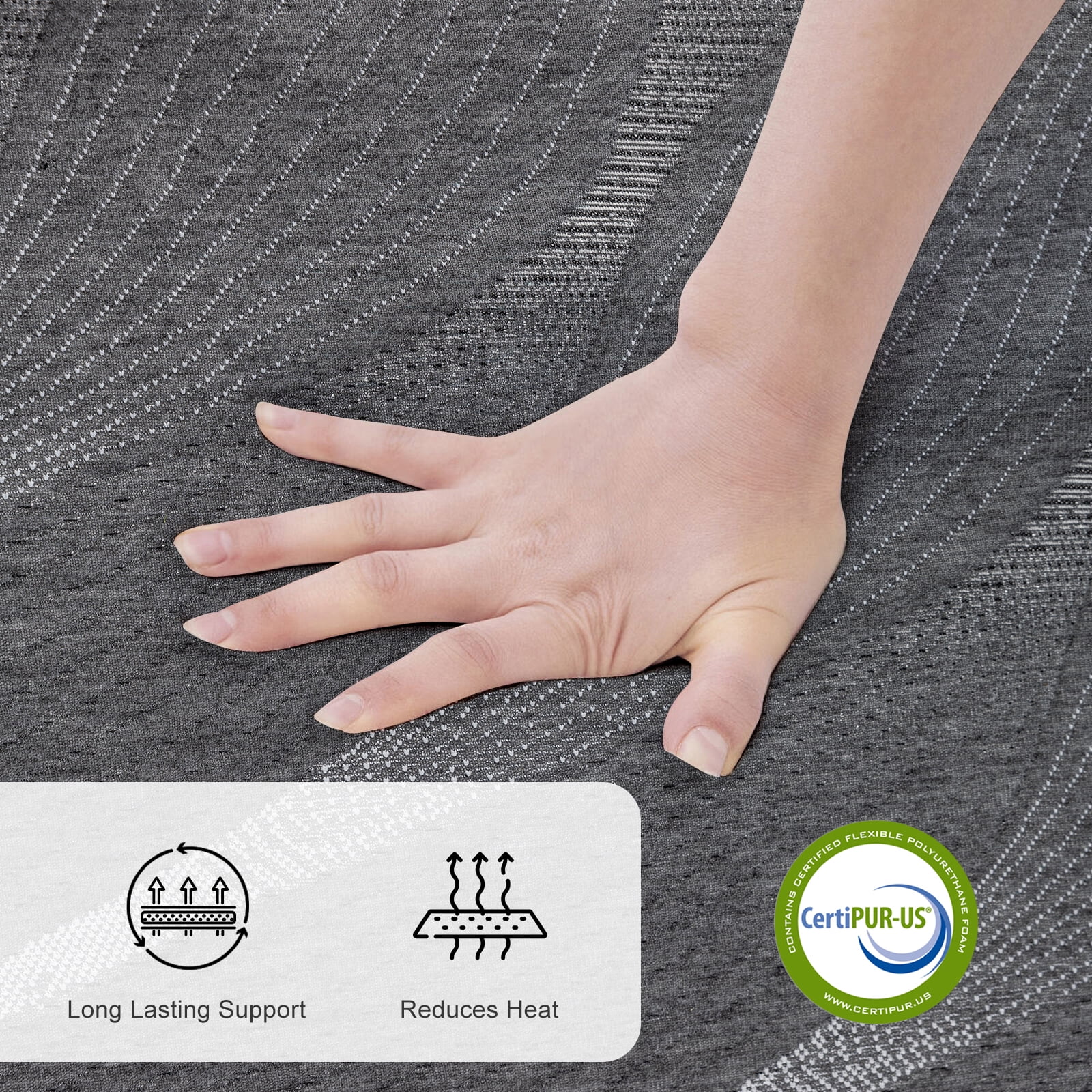 14 Inch Gel Memory Foam Mattress, Queen Size, Medium Firm Comfort, Fits Adjustable Beds - Image 6