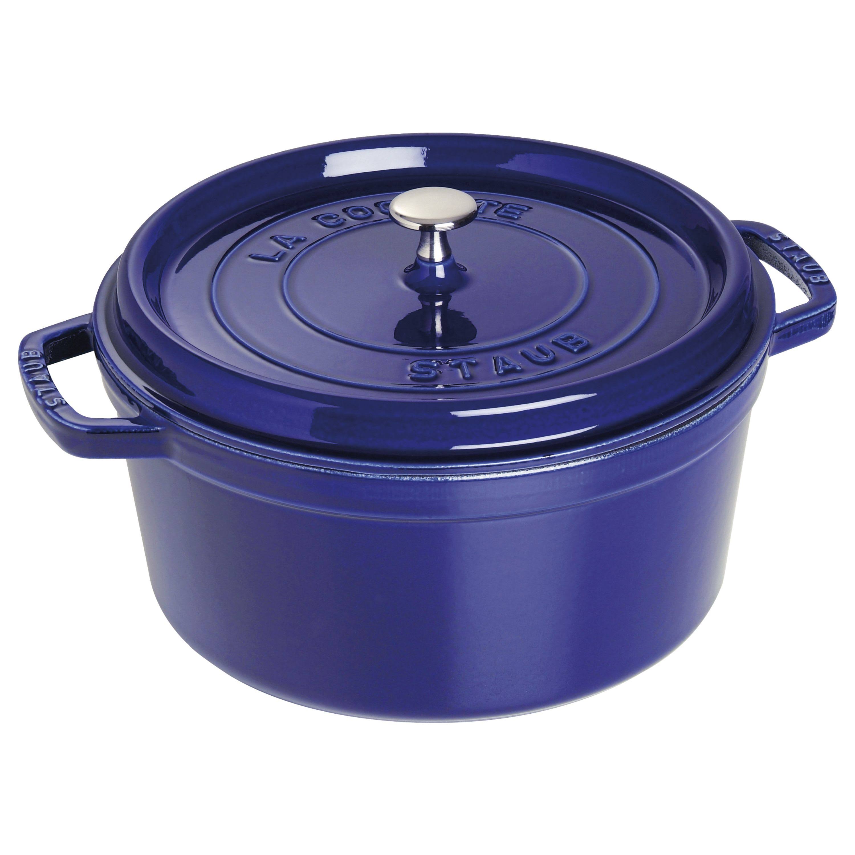 Staub Cast Iron Round Dutch Oven Dark Blue 7 Quarts