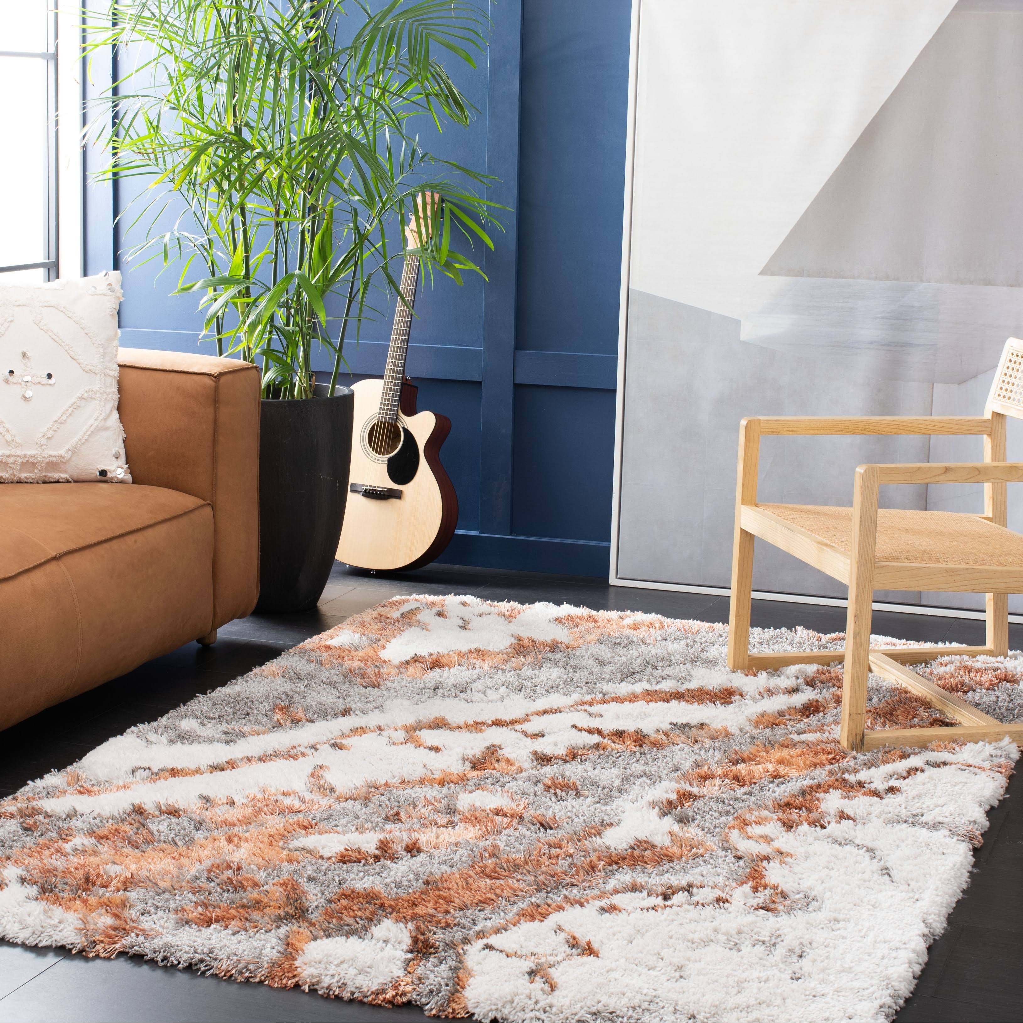 Safavieh Horizon Shag Collection HZN890P Grey / Rust Rug - 6' x 9'