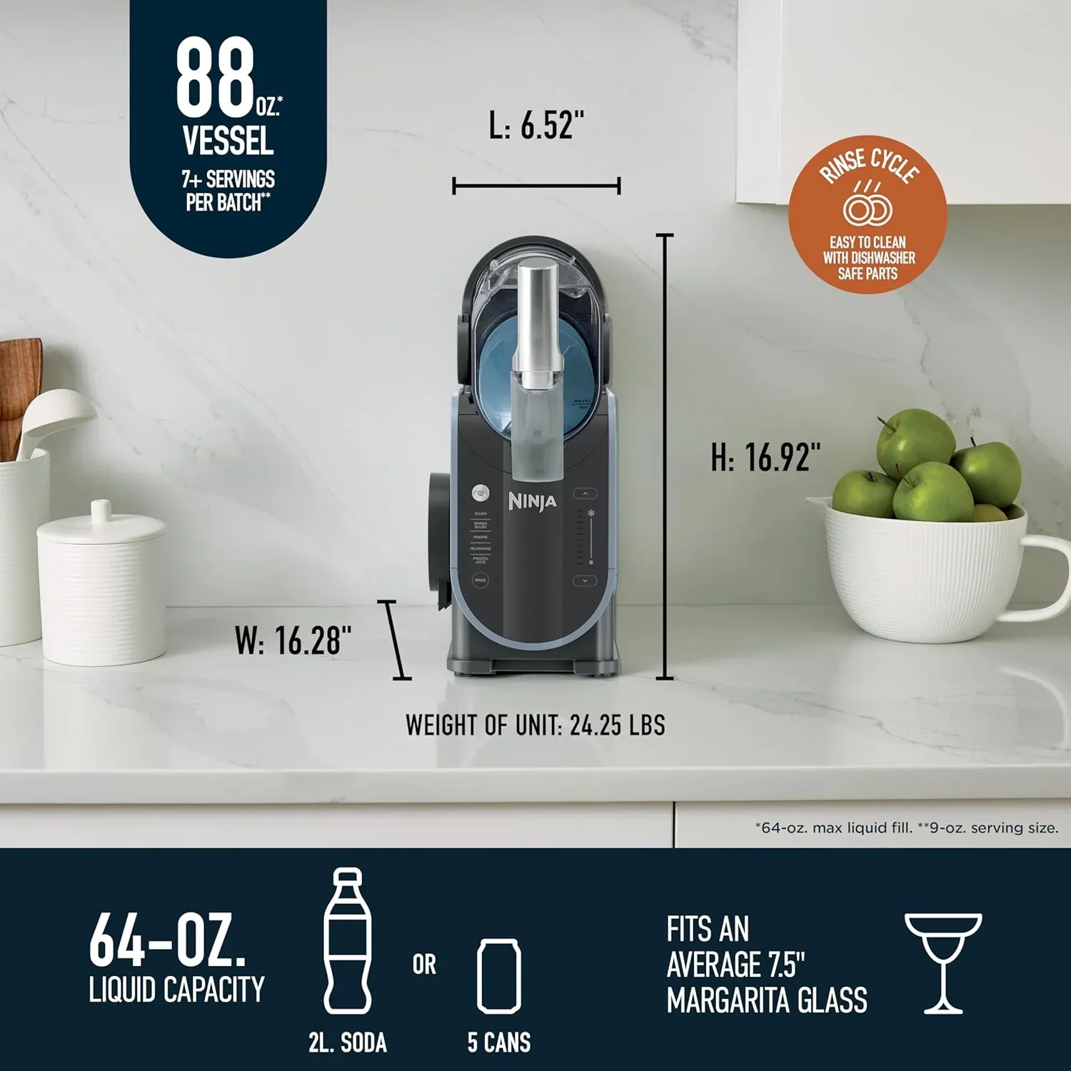 Machine à granita Ninja SLUSHi avec technologie RapidChill, 2,5 L (88 oz), 5 programmes prédéfinis