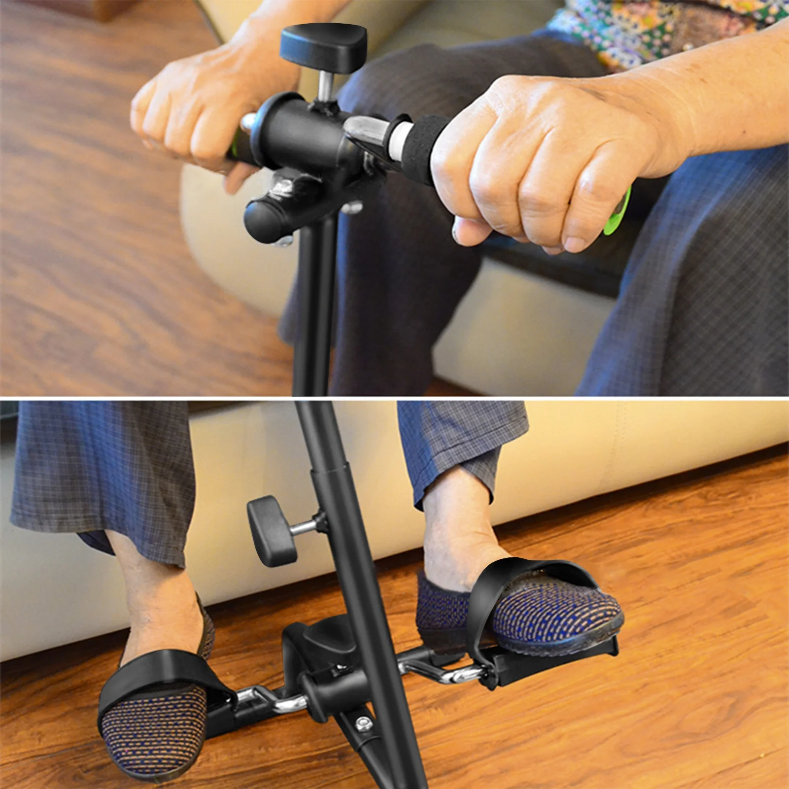 Elderly Exercise Bike,Pedal Exerciser Bike, Hand Arm Leg Knee Peddler,Adjustable Fitness Equipment for Seniors,Elderly Home Pedal Exercise Bike for Total Body(Black) - Image 8