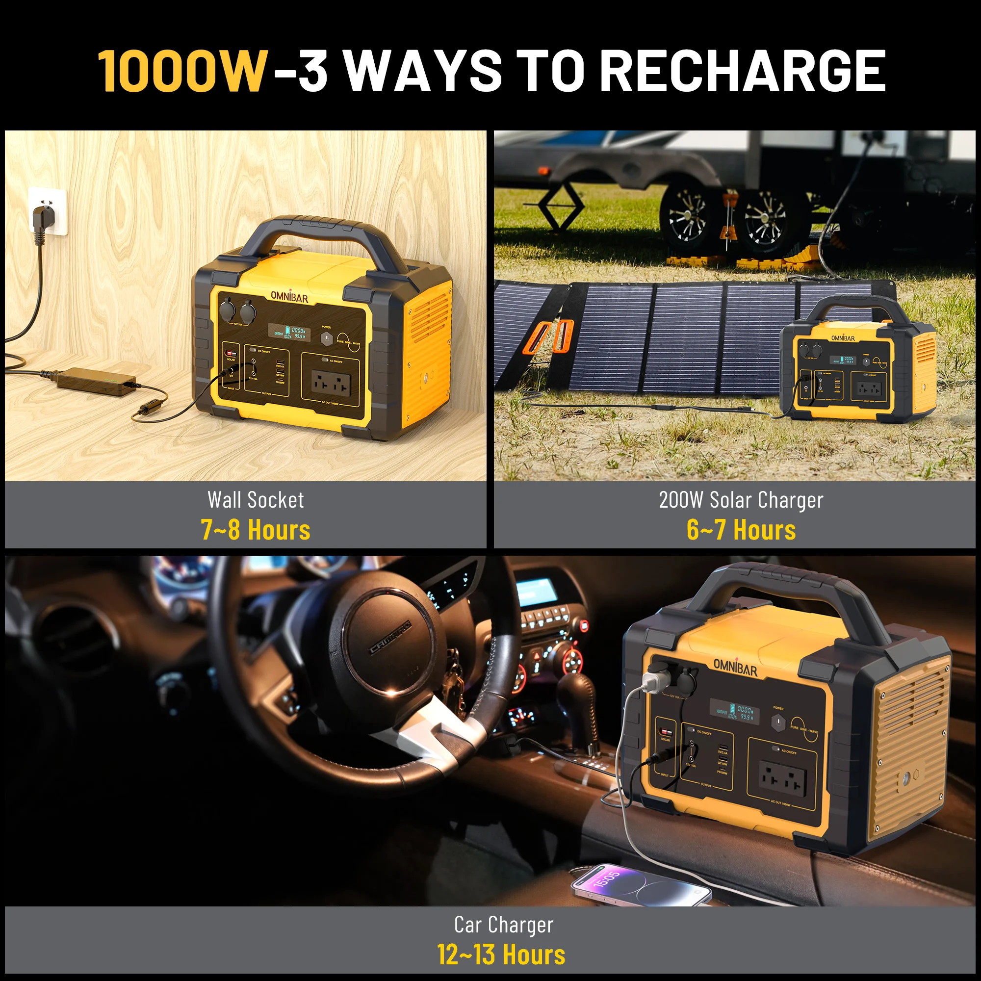 1000W Portable Power Station 1024Wh Solar Generator with AC Outlet for Home Use,Camping,Emergencies(1000 W) - Image 7