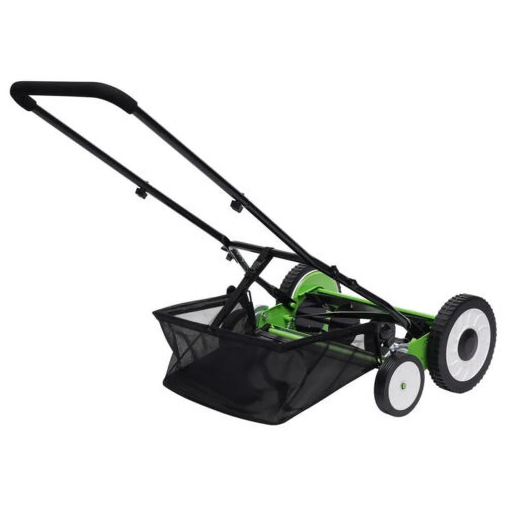 16-Inch Manual Reel Lawn Mower 4 Wheel w/Adjustable Cutting Height Grass Catcher - Image 5