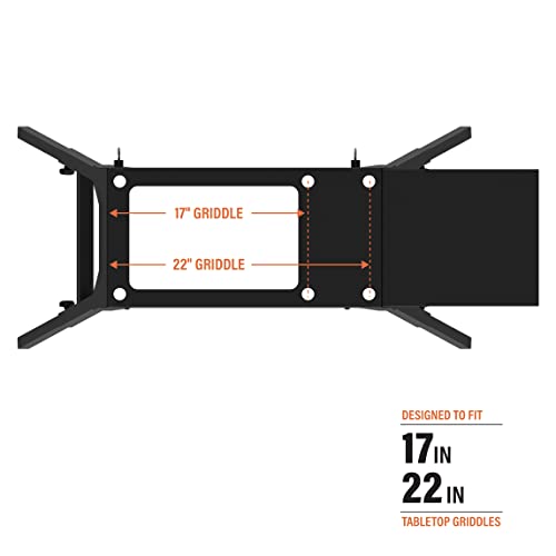 Universal Griddle Stand with Adjustable Leg and Side Shelf Made to fit 17" or 22" Propane Table Top Griddle Perfect Take Along Grill Accessories for Outdoor Cooking and Camping (Black) Image 3