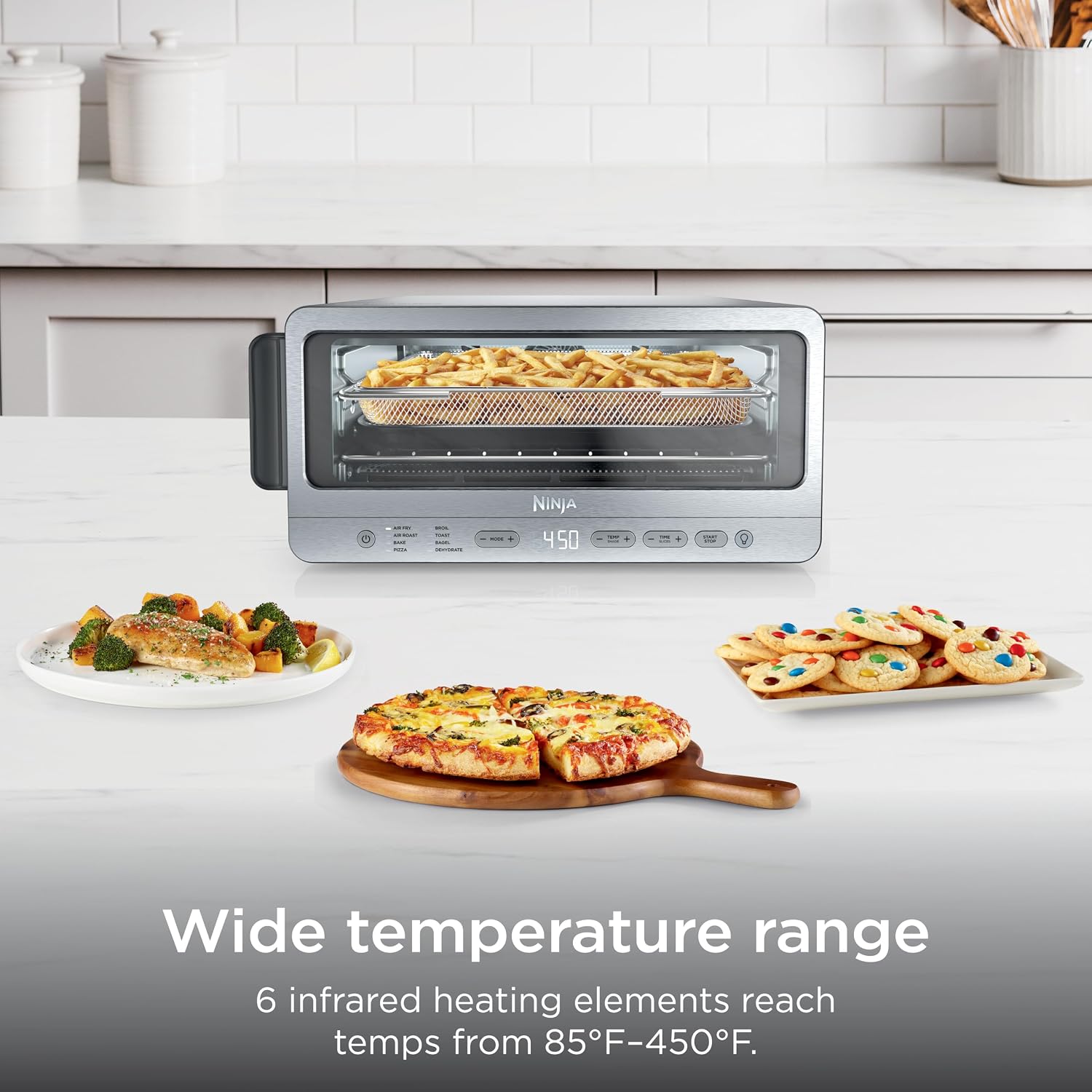 Ninja Flip Toaster Oven & Air Fryer, 8-in-1, Stainless Steel, SP151| Air fry, bake, broil, toast, bagel, dehydrate, reheat, 1800W, Flip up & away, XL capacity